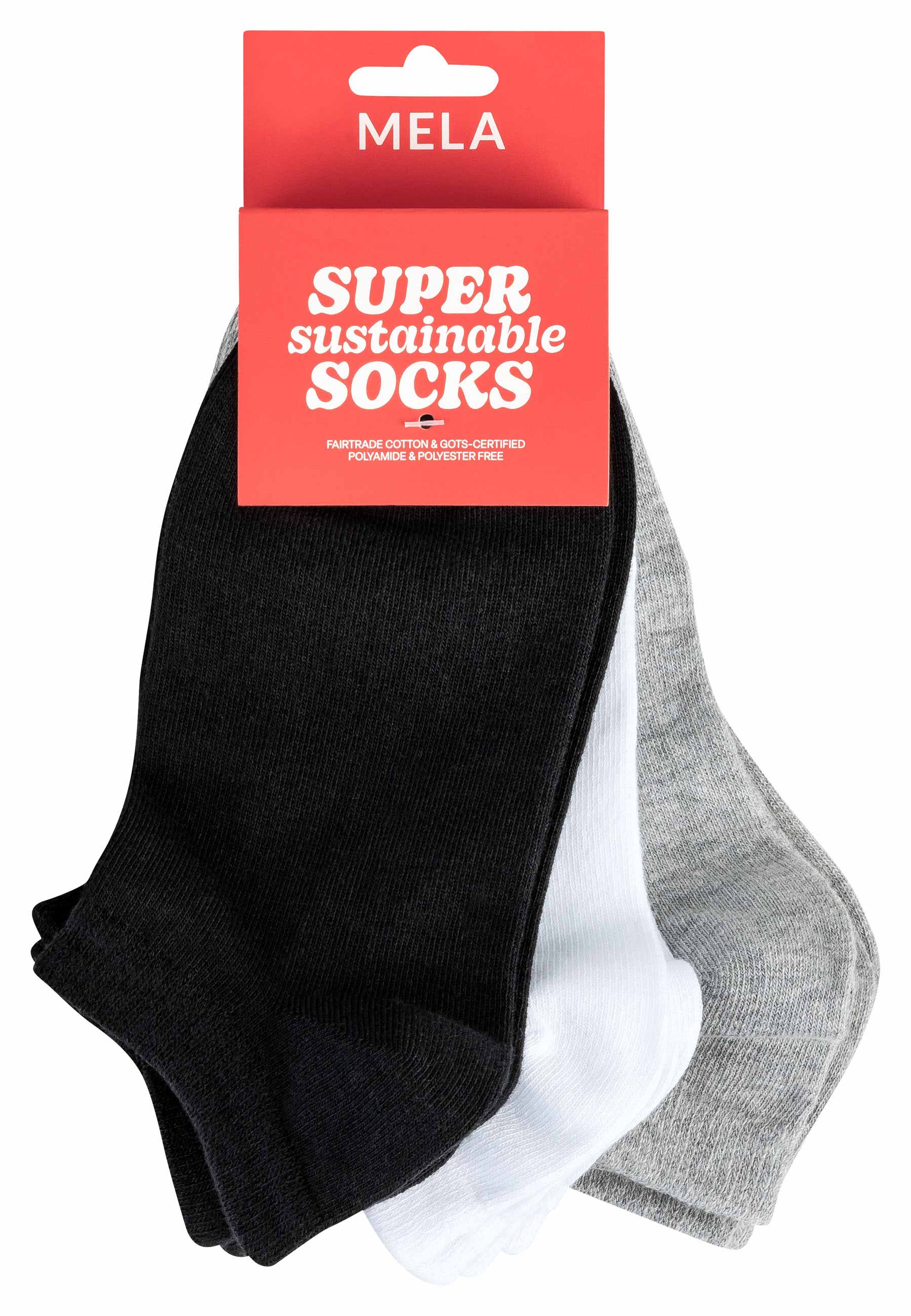 MELA men vegan Multipack 6x Sneaker Socks Black / White / Grey-Melange