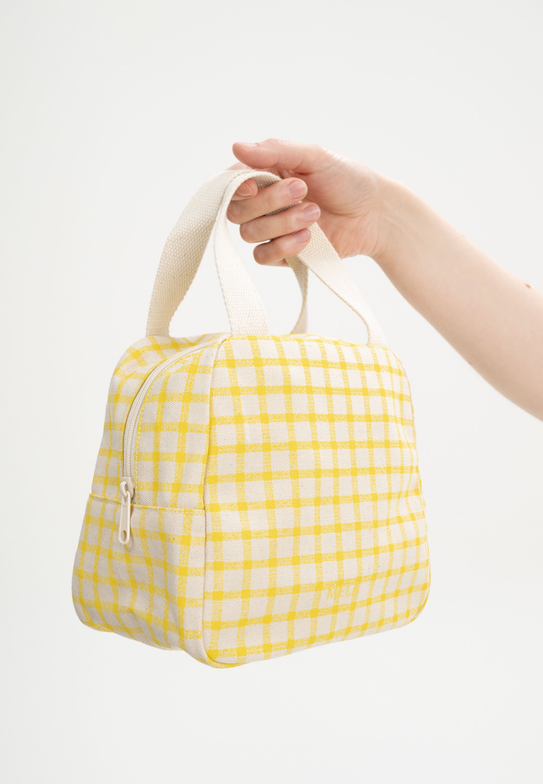 MELA womens vegan Bag Organizer Jasmeet Medium Greige/Summer Grid Print