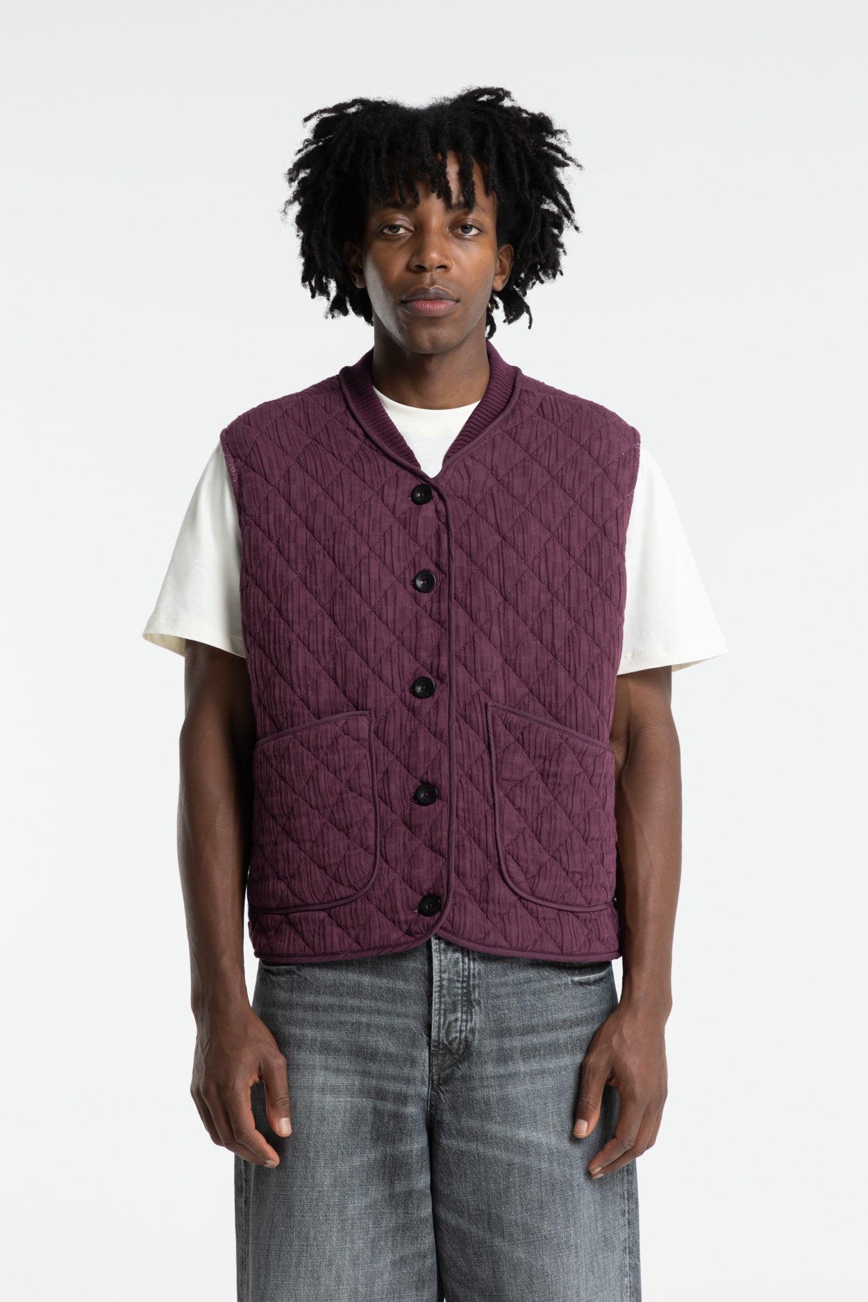 Kings of Indigo womens vegan Vest Kiko Unisex Mauve Wine Purple