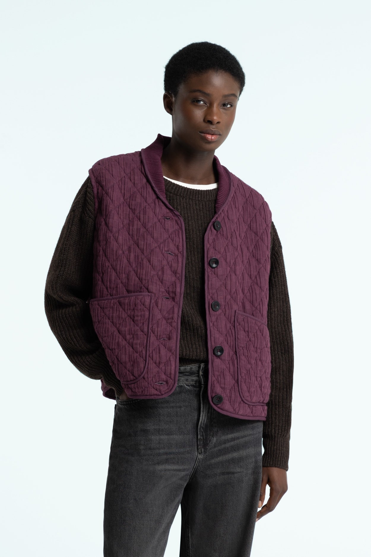 Image of Kings of Indigo dames vegan Vest Kiko Unisex Mauve Wijnpaars