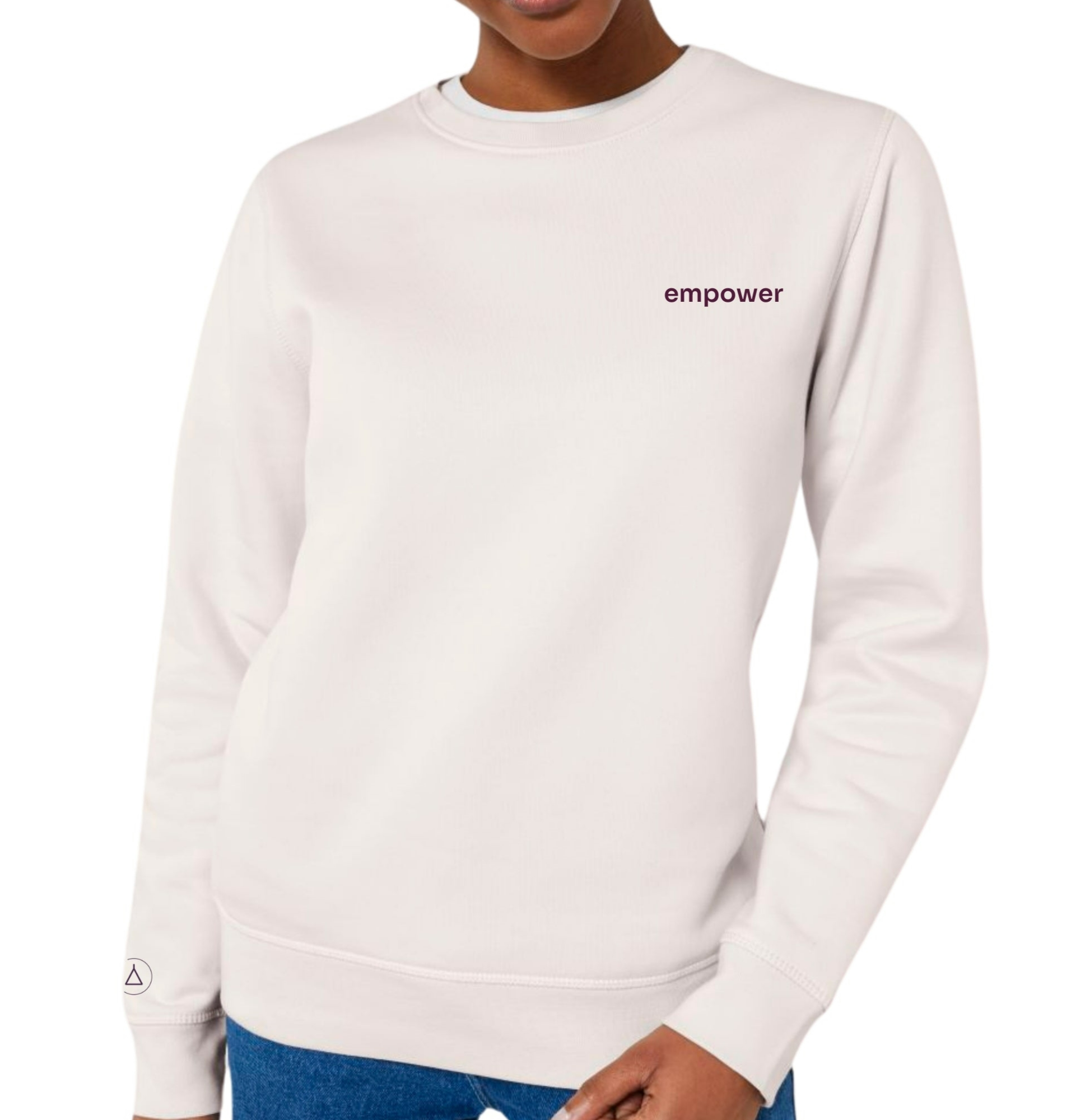 Inaska Damen vegan Pullover Unisex Statement Empower Vintage White Berry