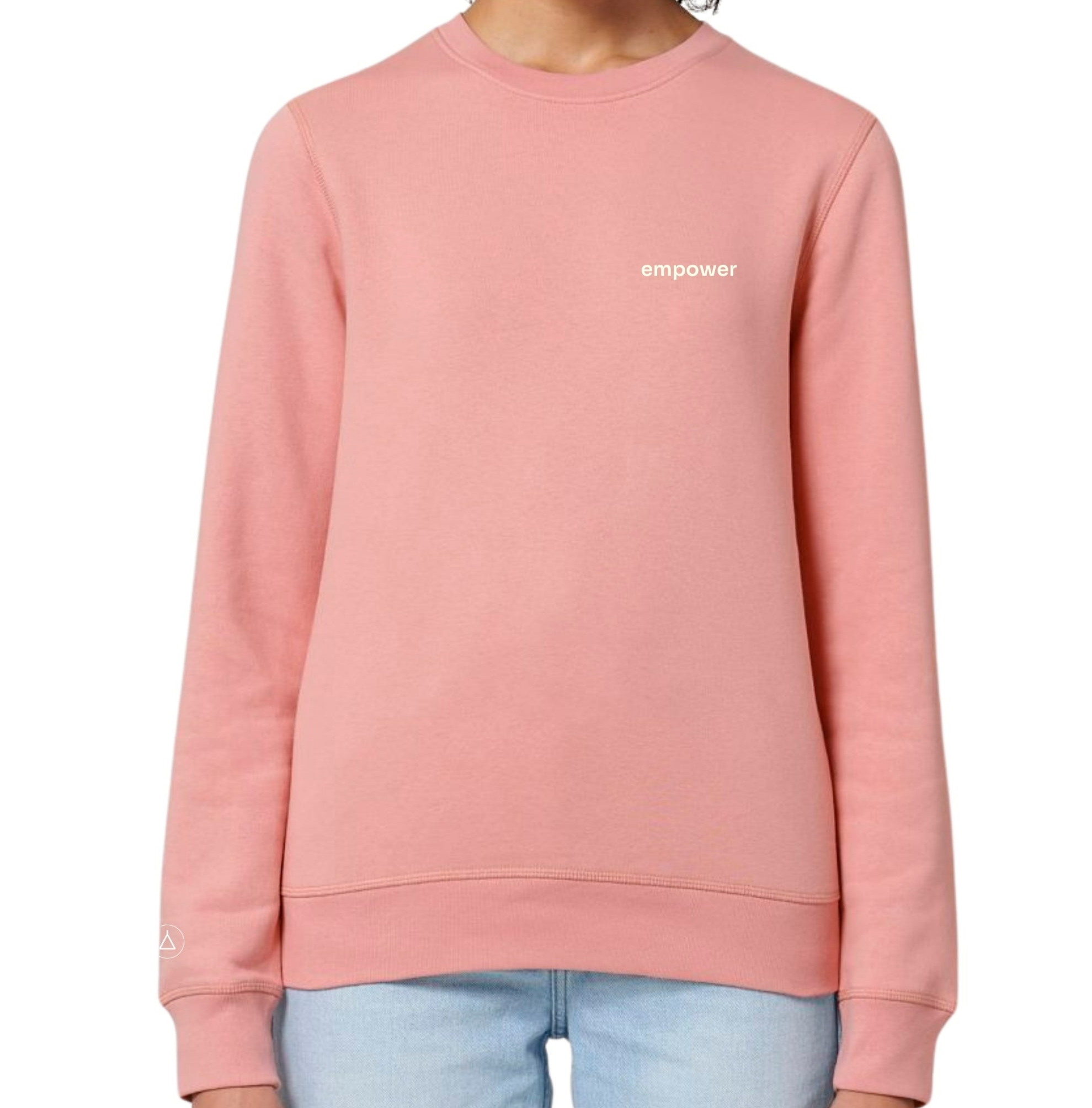 Inaska Damen vegan Pullover Unisex Statement Empower Weiches Rosa Creme