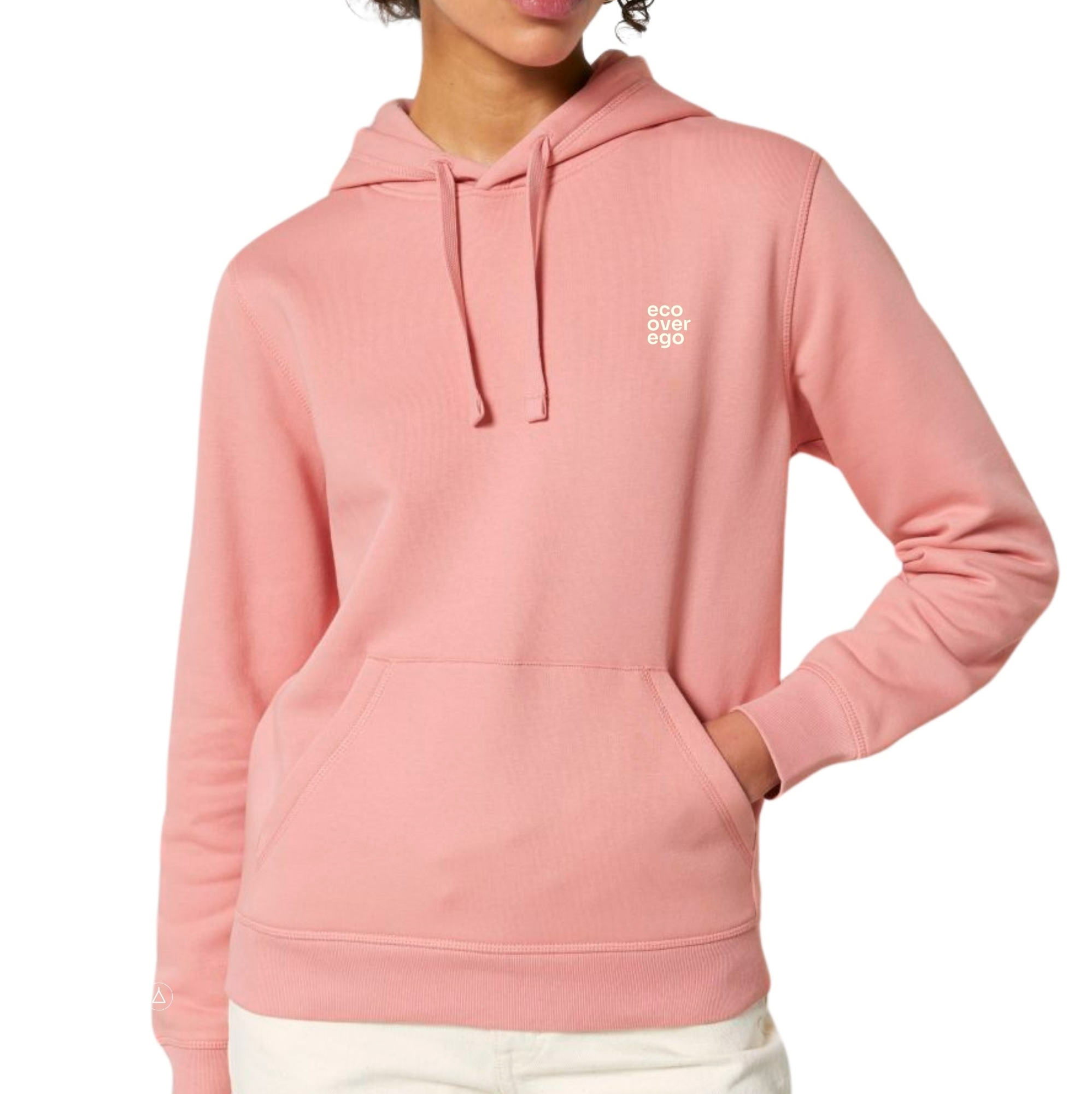 Image of Inaska dames vegan Hoodie Unisex Eco Statement Zacht Roze Crème