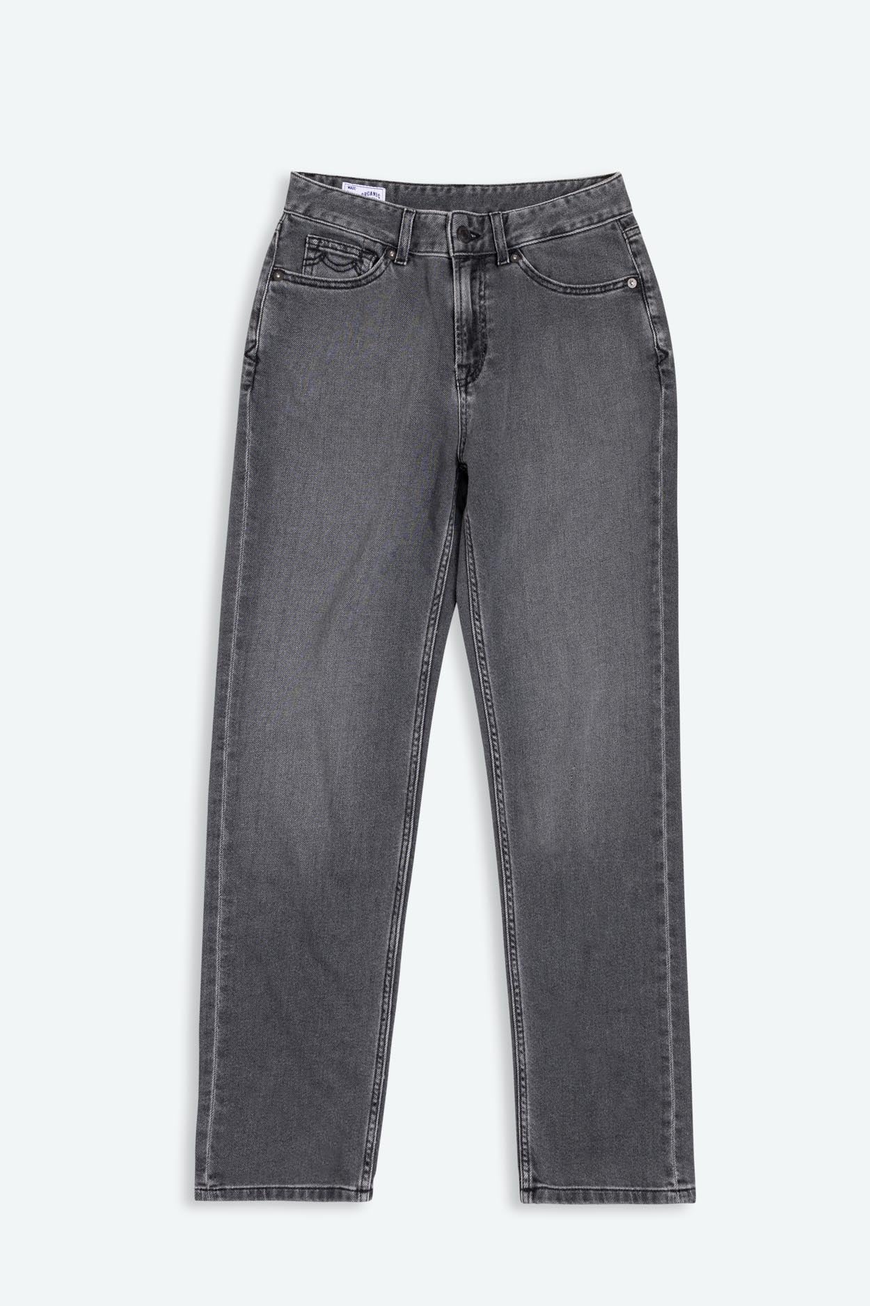 Kings of Indigo womens vegan Jeans Inoe Mid Rise Straight Leg Grey