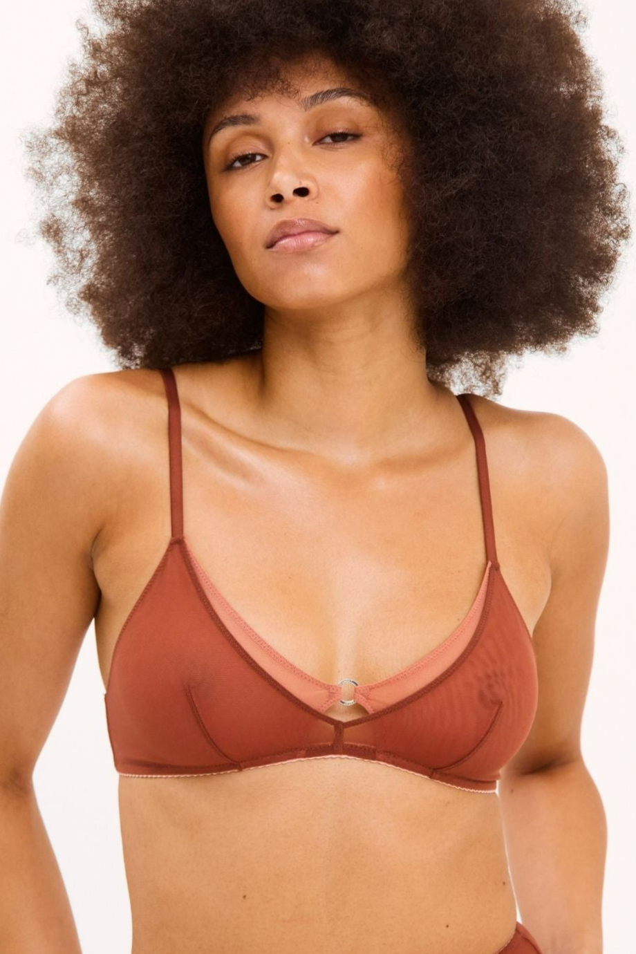 105798 - Damen vegan Bh Mesh Double Triangle Rost