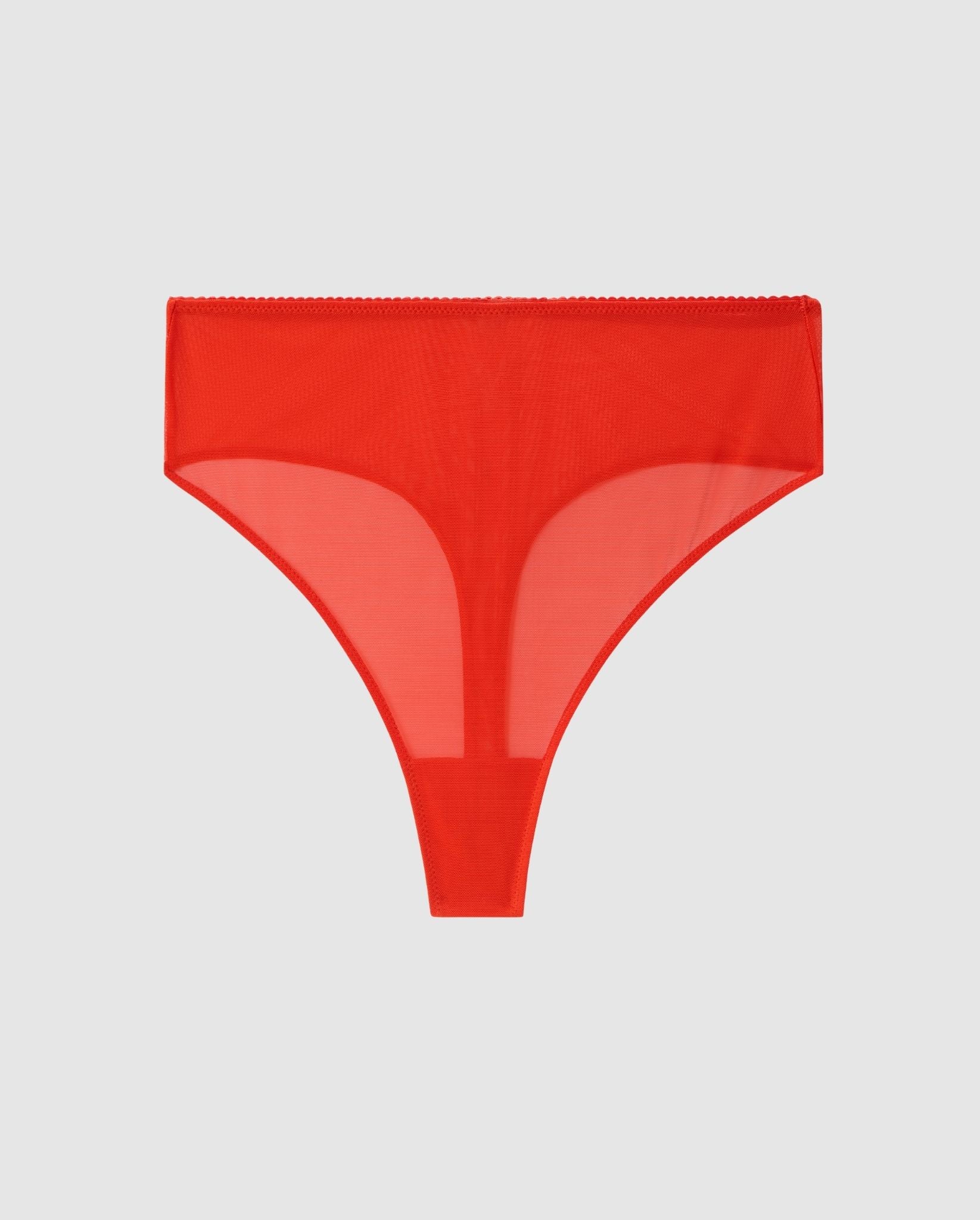 Understatement womens vegan Thong Mesh Highwaist Fiery Red