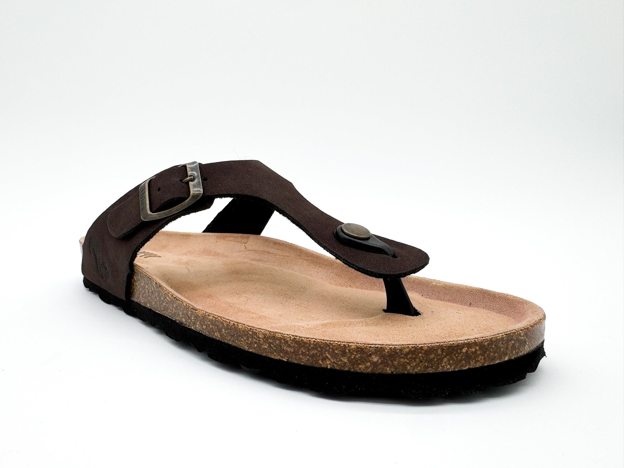 thies men vegan Sandals Thong Dark Brown