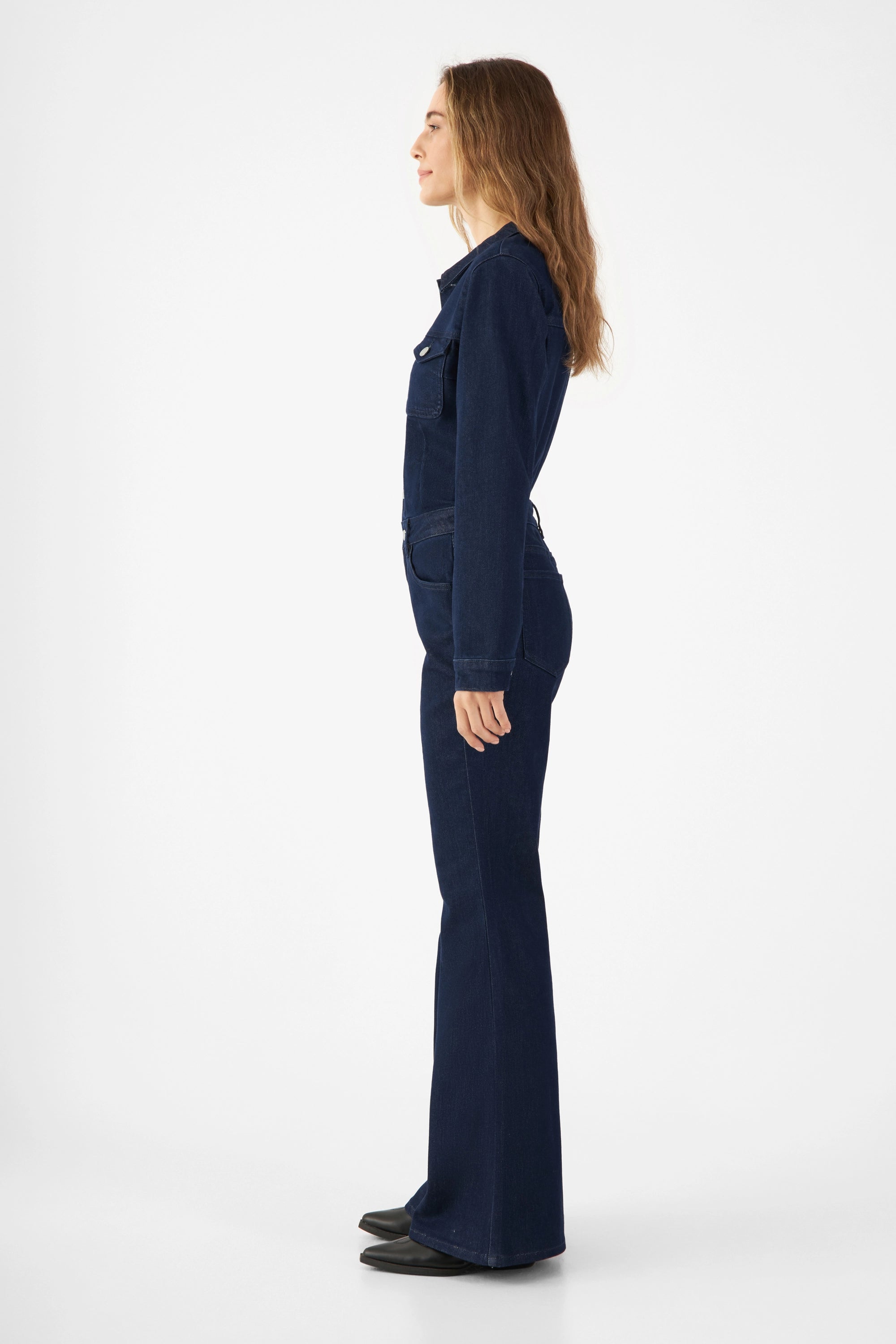 Dawn womens vegan Overall Flared Grace Rinse Blue