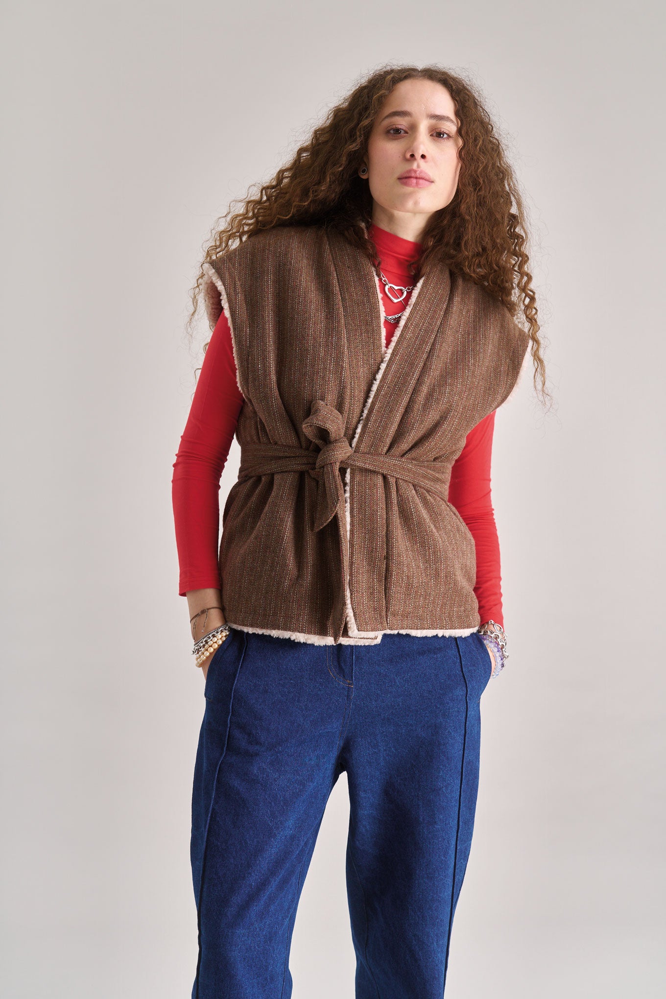 KOMODO womens vegan Vest Reversible Georgie Sand Beige/Brown