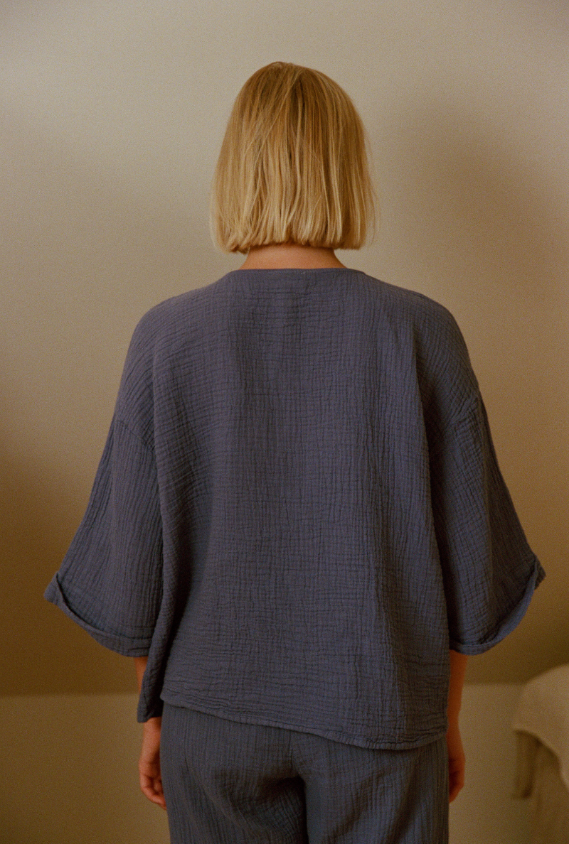 NÃ©nÃ©s womens vegan Blouse HaydÃ©e Blue