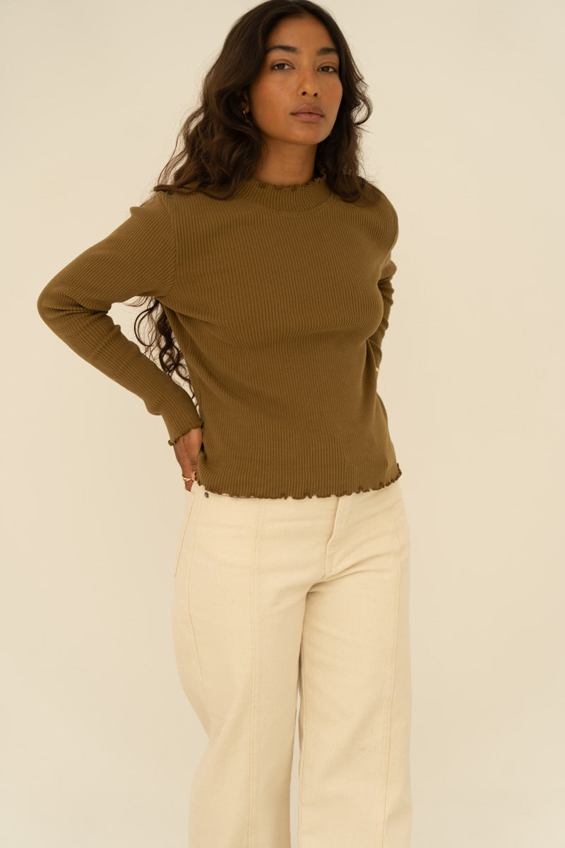 Näz Damen vegan Rollkragenpullover Ava Olive