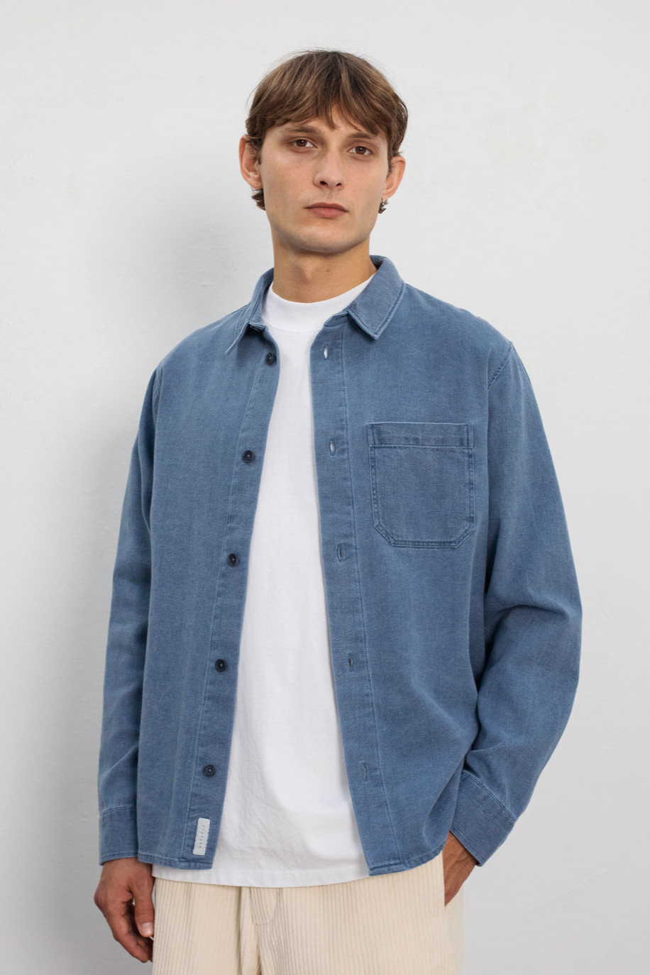 Rotholz Herren vegan Hemd Denim Blau
