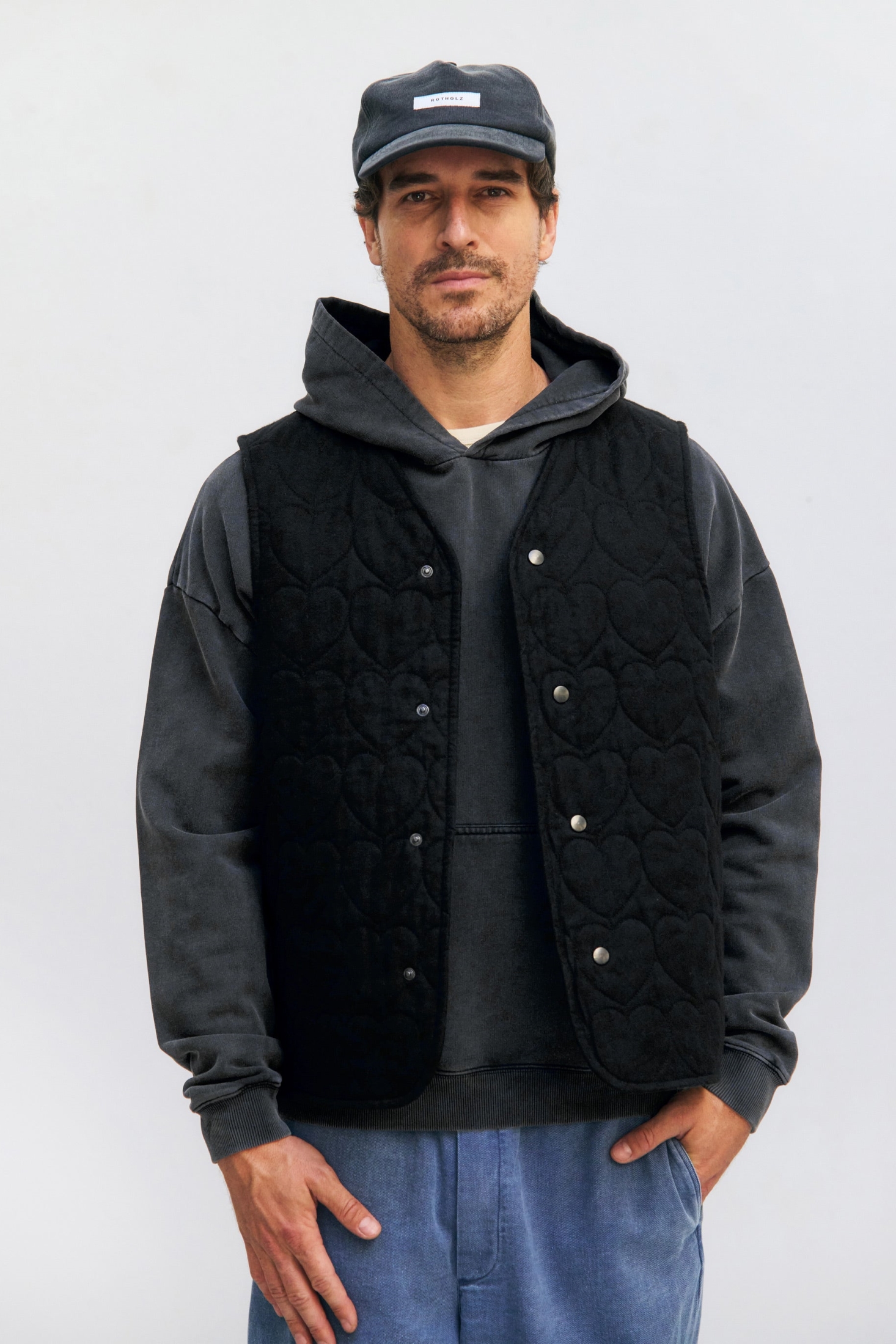 Image of Rotholz mannen vegan Vest Flanel Quilt Zwarte Harten