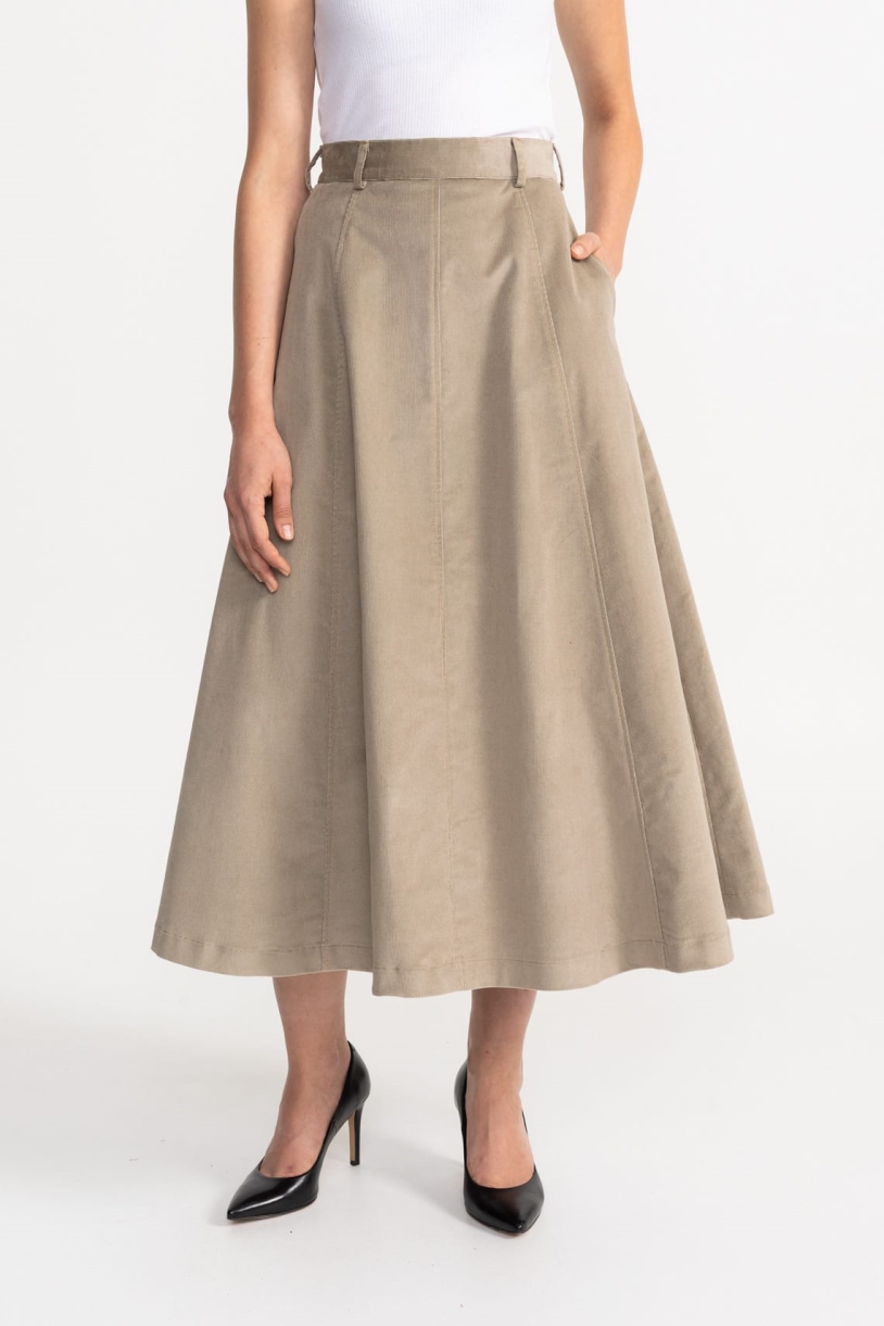 Image of De IONESCU dames vegan Rok Dorna Corduroy Beige