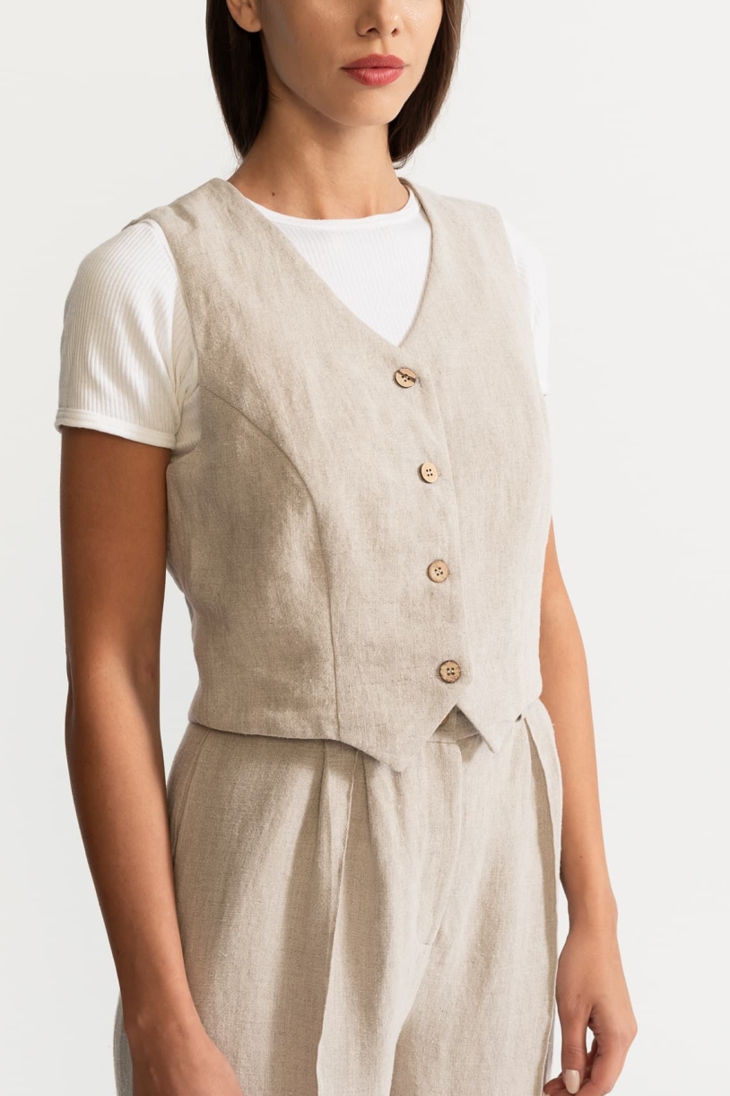 Image of De IONESCU dames vegan Vest Figa Hemp Natural