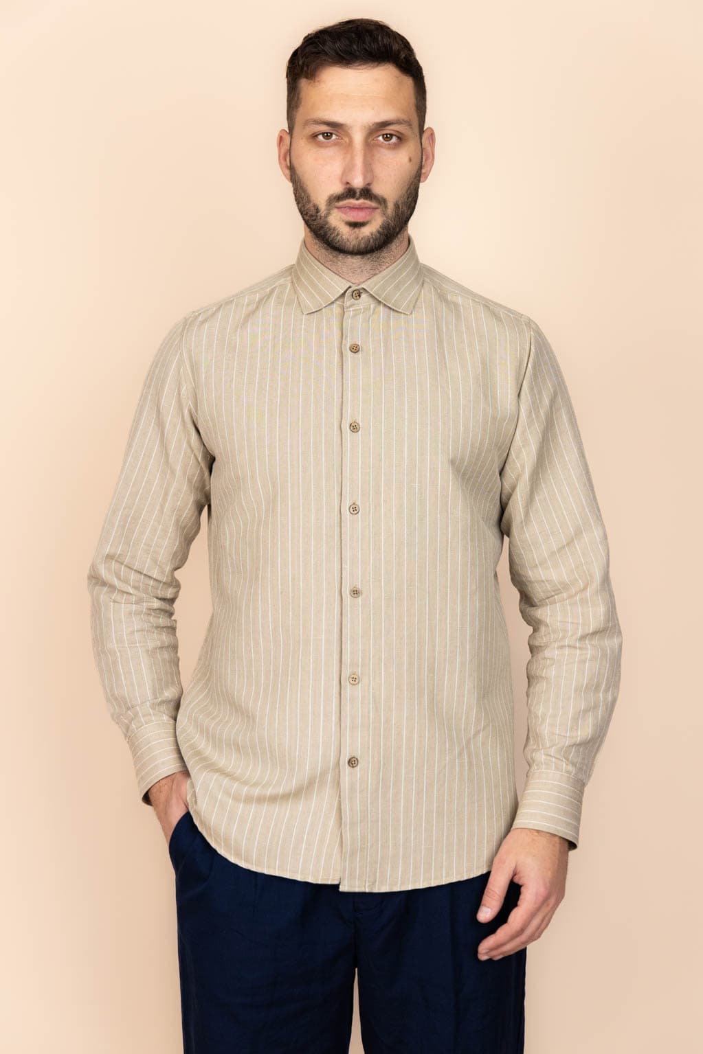 Image of De IONESCU mannen vegan Overhemd Calimani Beige