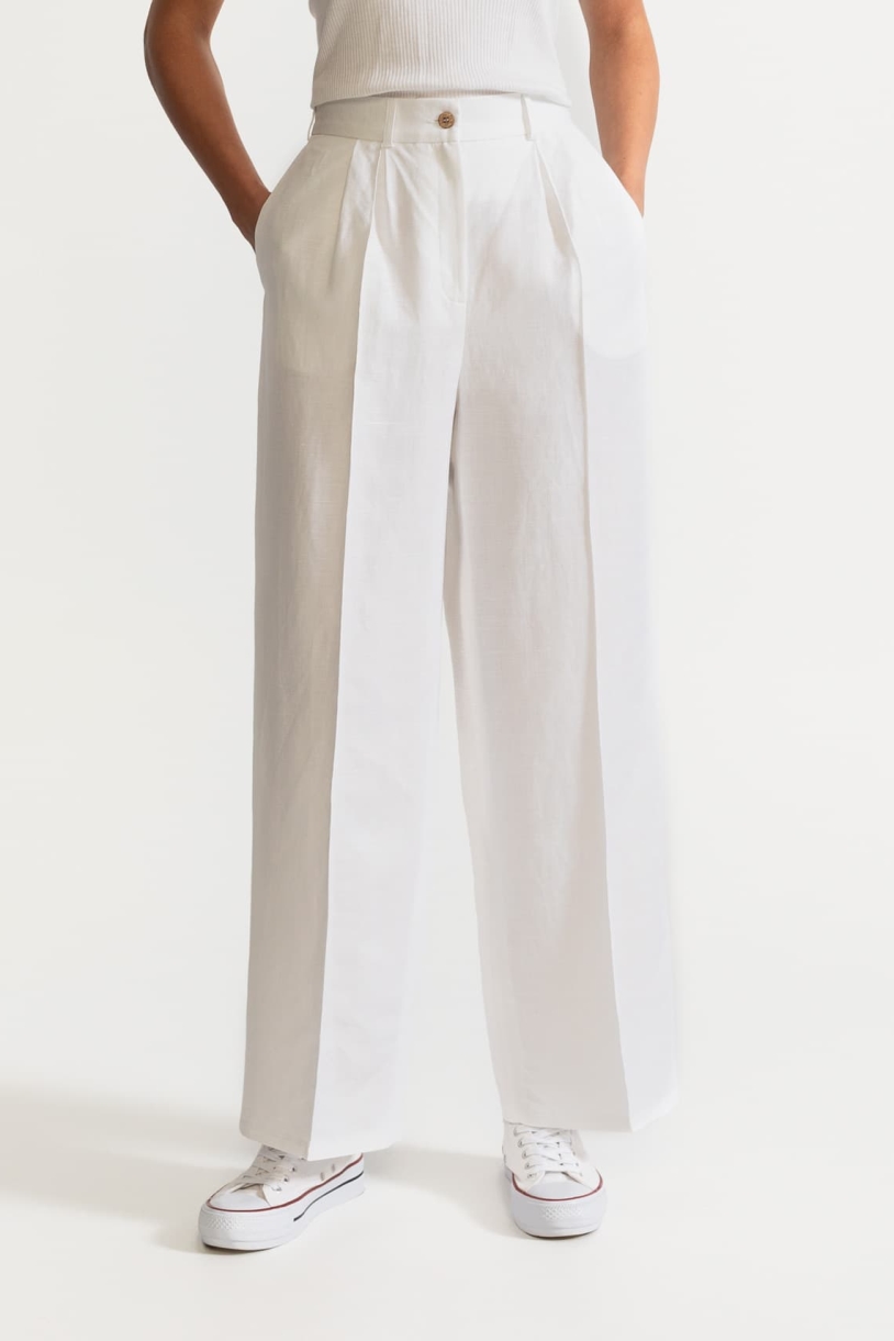 Image of De IONESCU dames vegan Broek Figa Linnen Wit