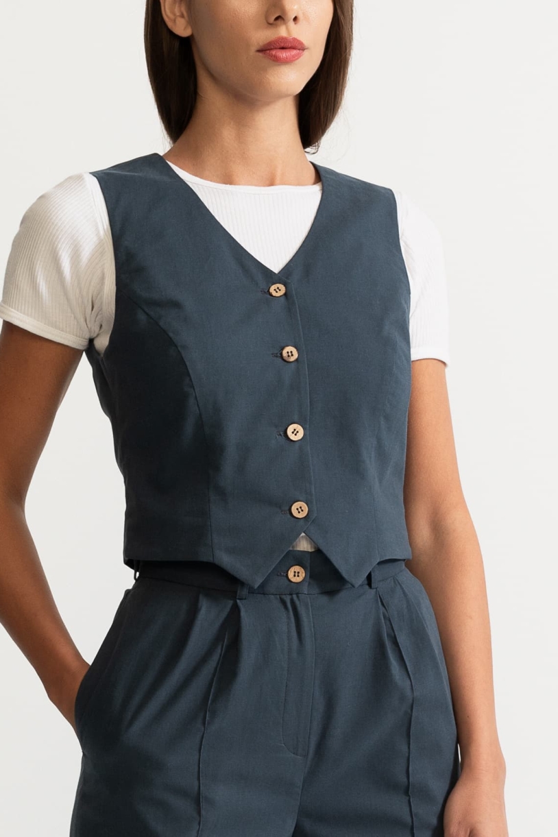 Image of De IONESCU dames vegan Vest Figa Grijs