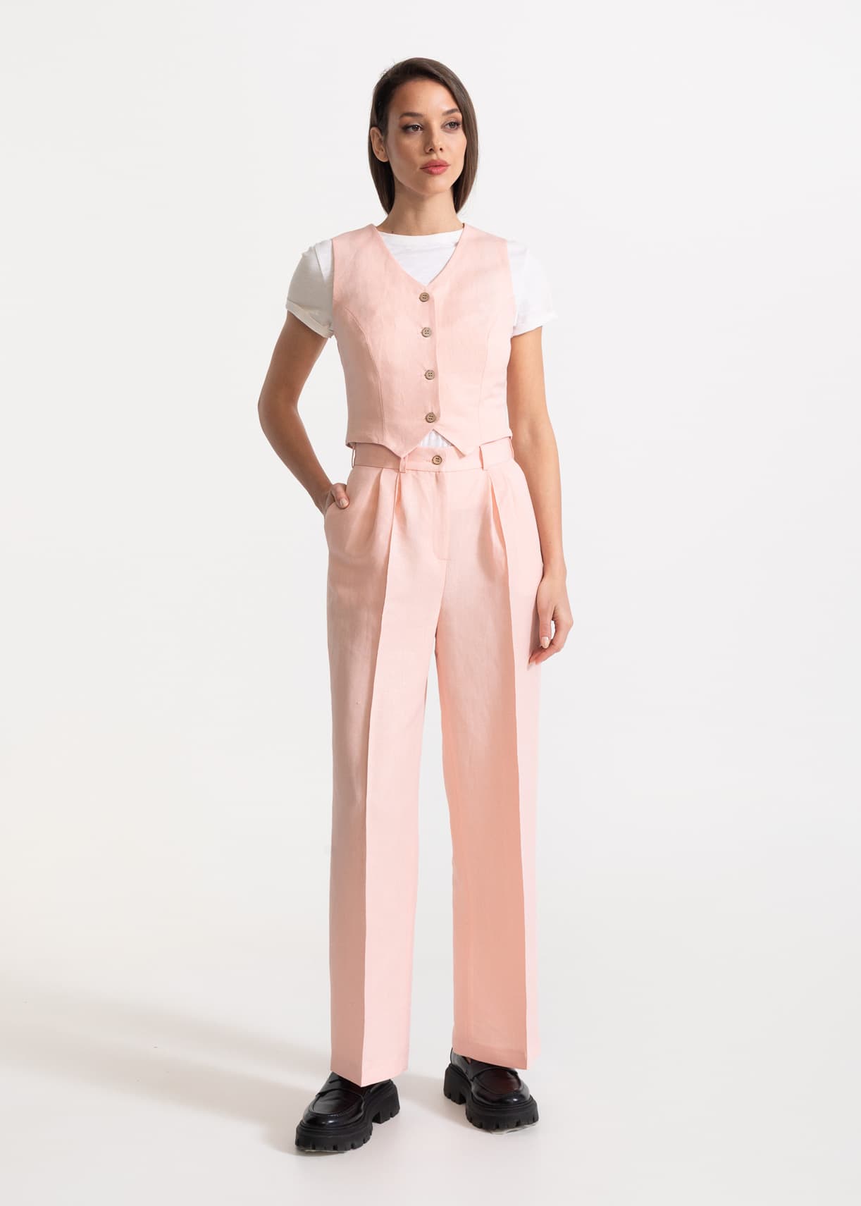 De IONESCU womens vegan Pants Figa Linen Pink