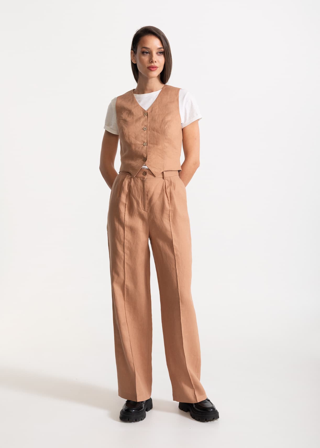 106313 - Damen vegan Hose Figa Leinen Cappuccino