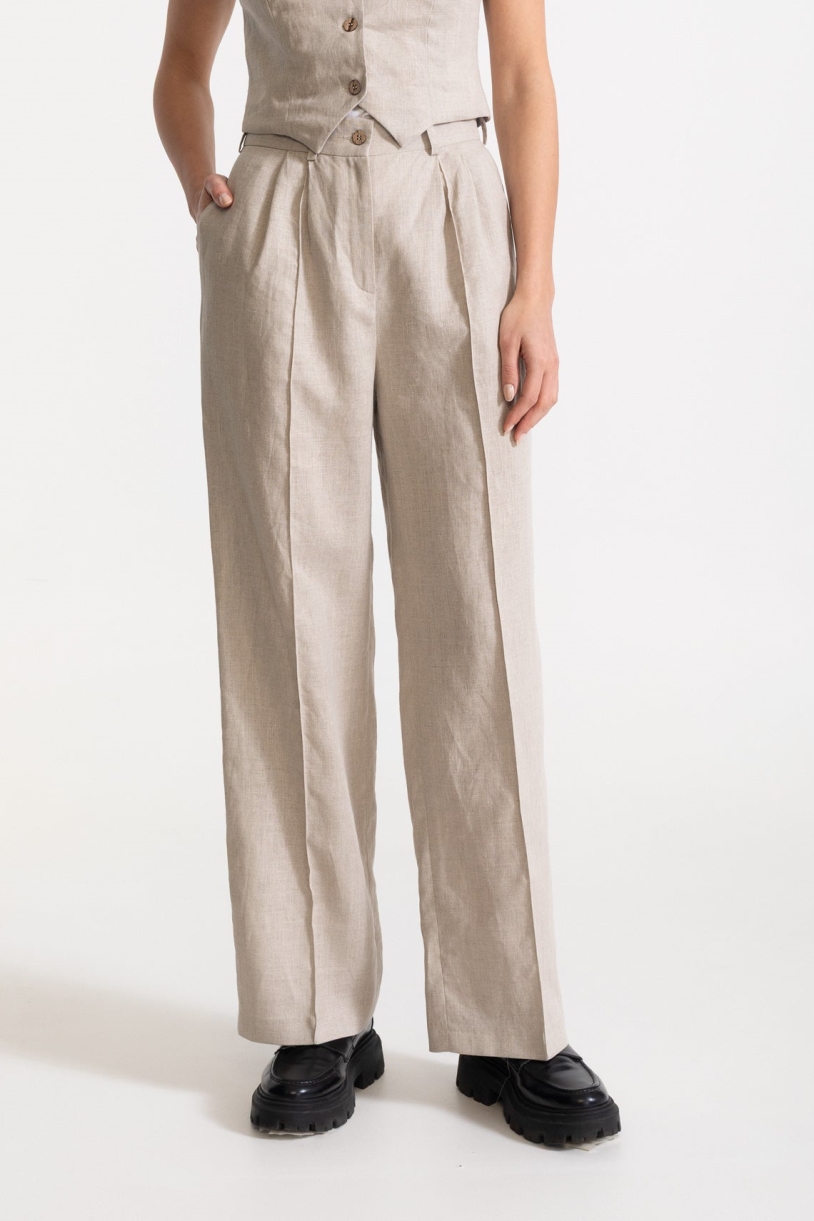 Image of De IONESCU dames vegan Broek Figa Linnen Beige