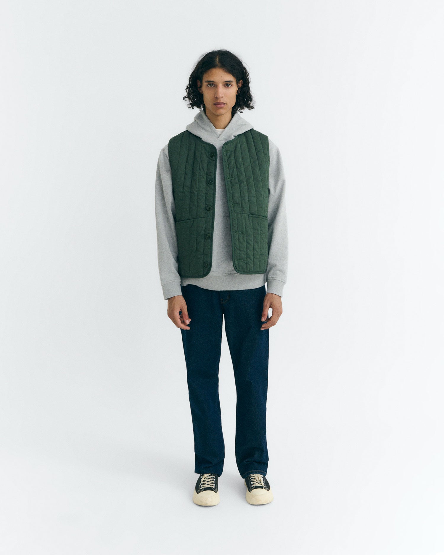 Thinking MU men vegan Vest Quilted Jon Dark Eucalyptus Green