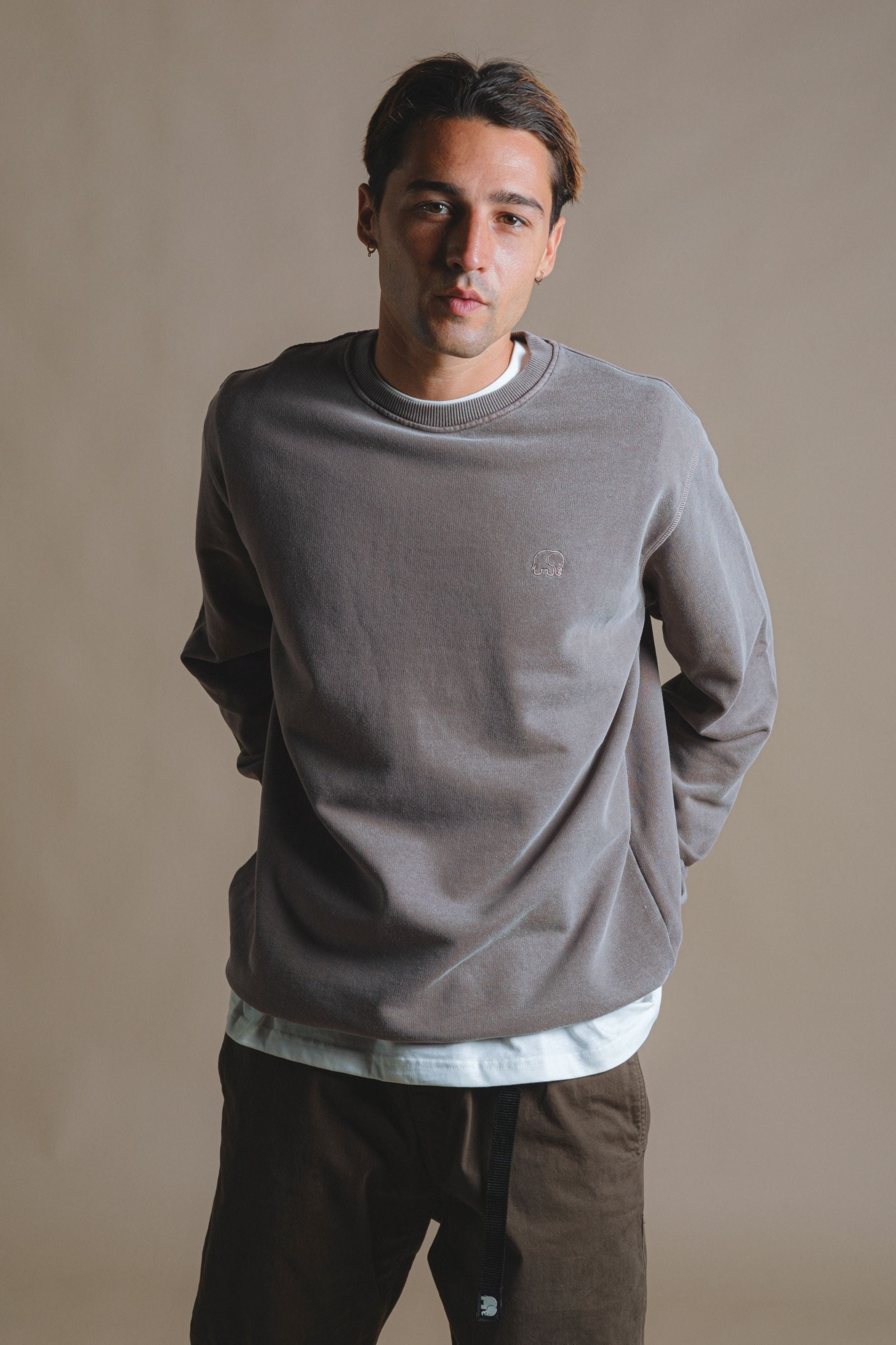 Trendsplant Herren vegan Pullover Heavyweight Essential Pigment Stone Gray