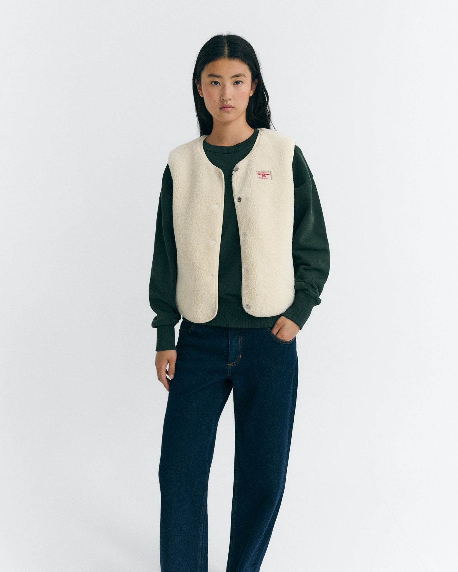 Thinking MU womens vegan Teddy Vest Jay Ivory