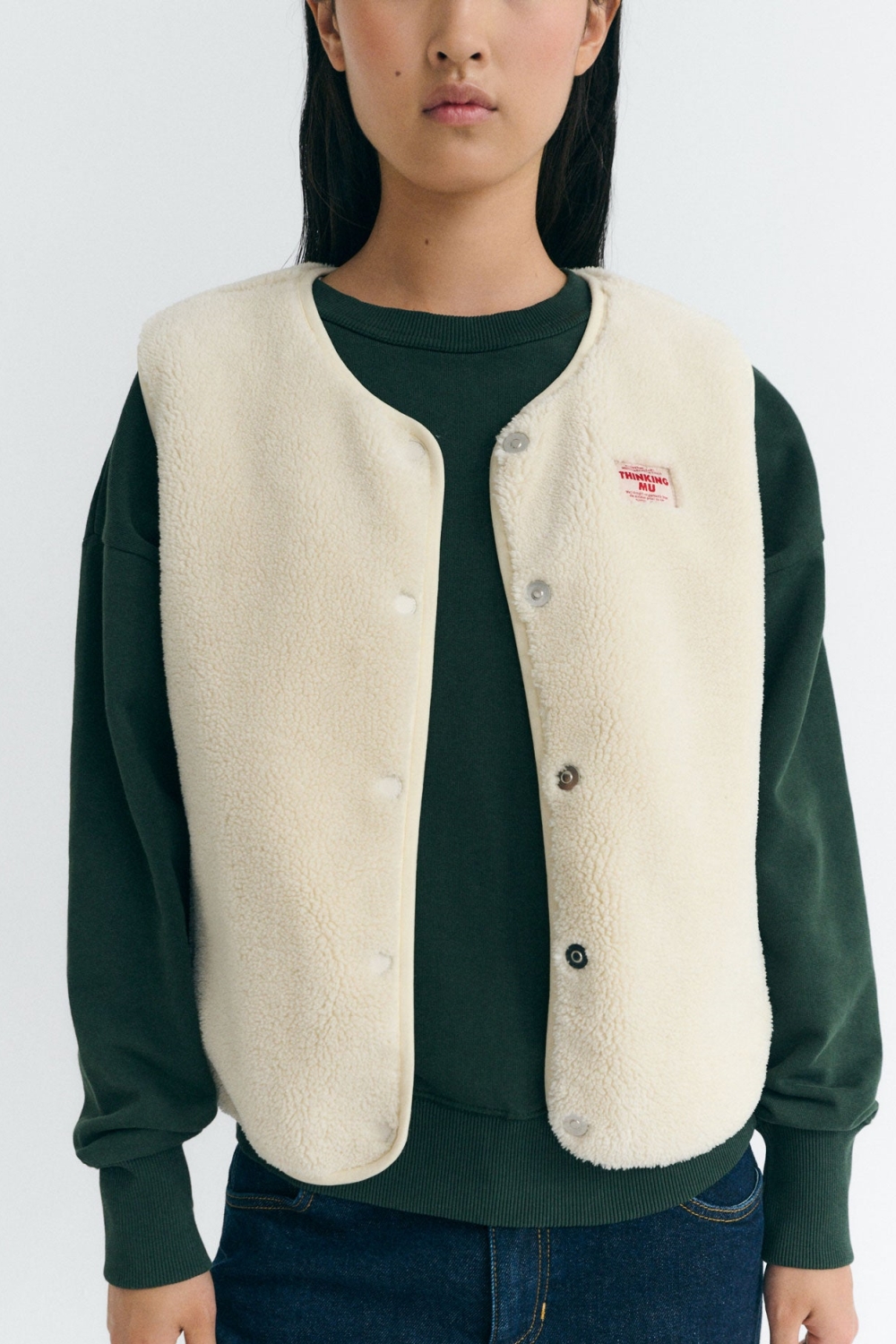 Thinking MU womens vegan Teddy Vest Jay Ivory