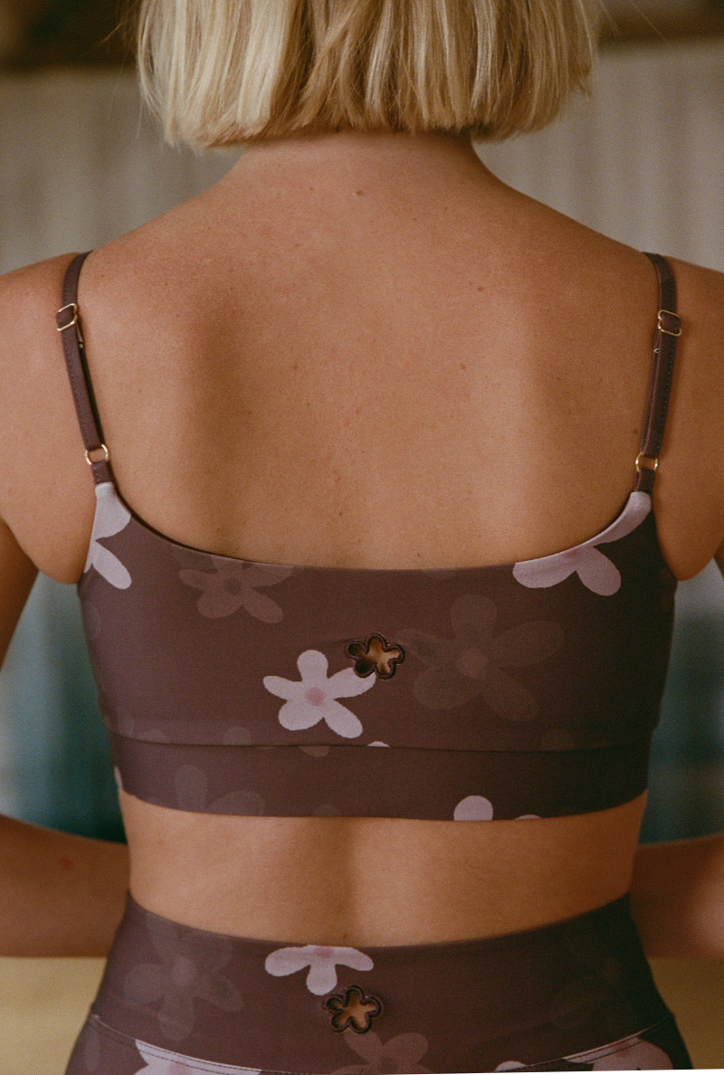 NÃ©nÃ©s womens vegan Sports Bra Victoire Floral Print Mauve