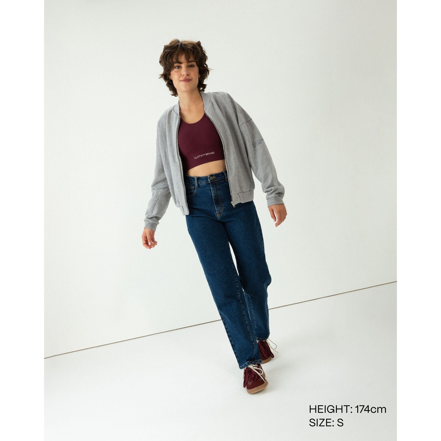Clotsy womens vegan Bomber Jacket Grey