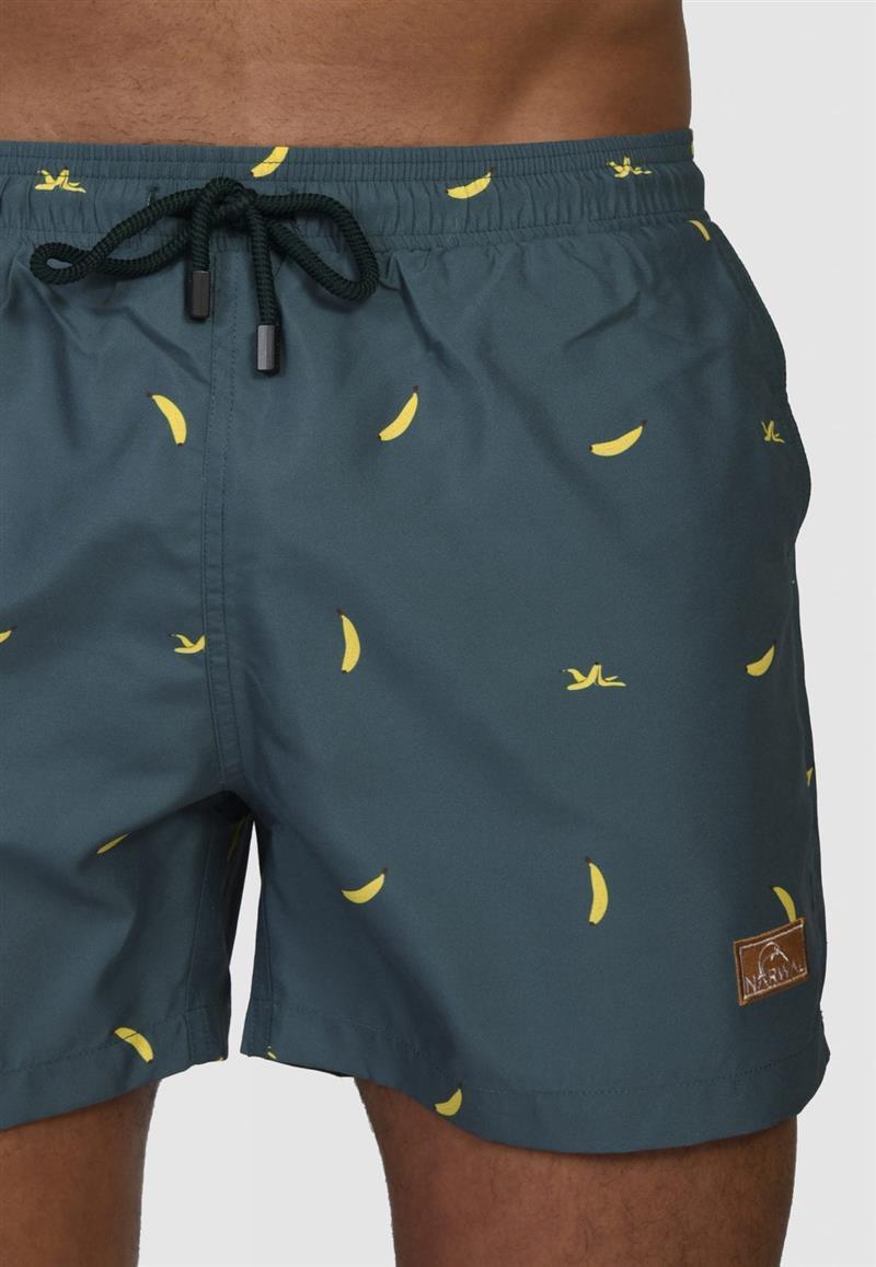 Narwal men vegan Swim Shorts Banana Print Dark Green