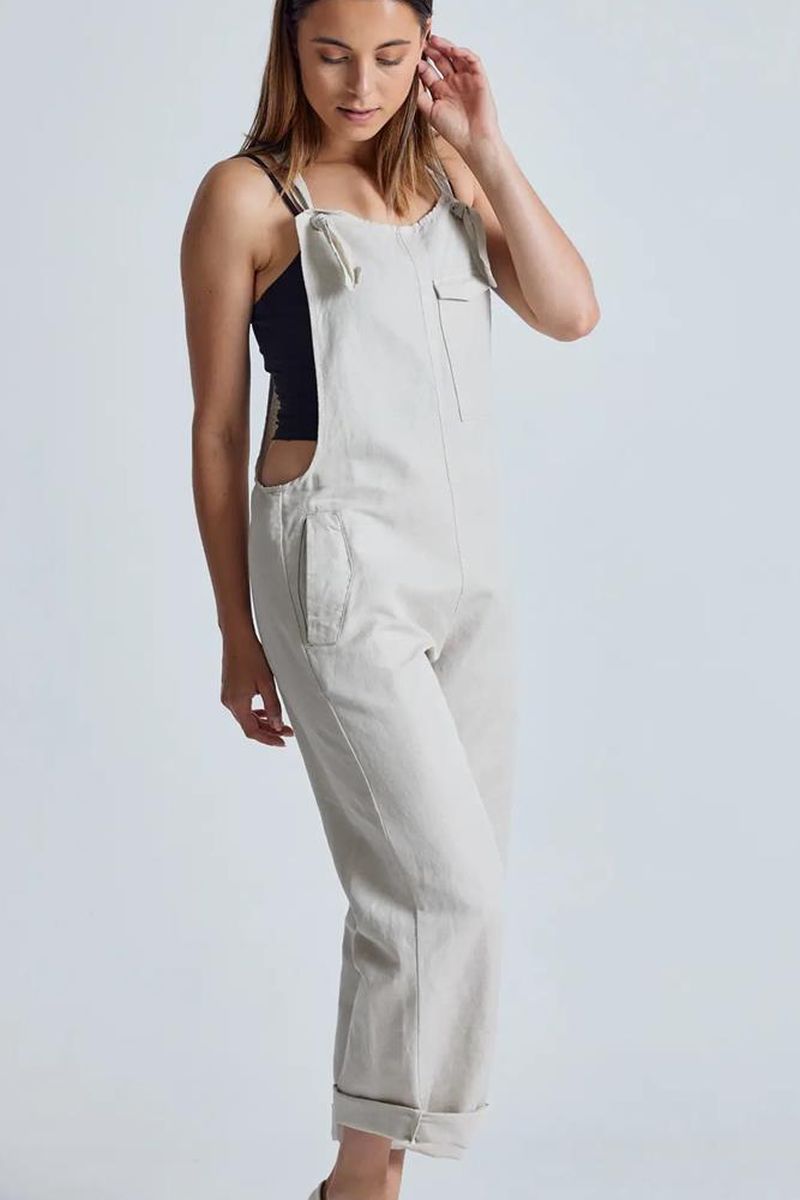 Flax and Loom womens vegan Dungaree Linen Mary Lou Natural