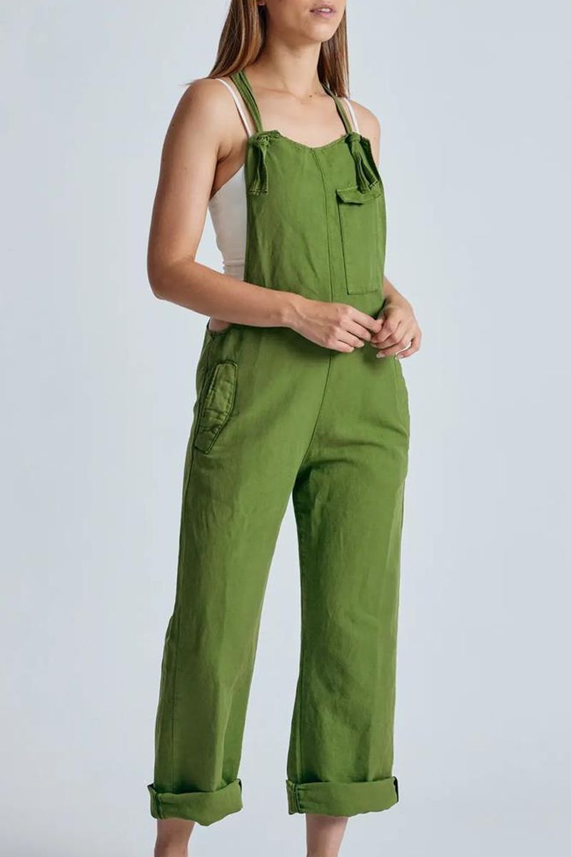 Flax and Loom Damen vegan Latzhose Leinen Mary Lou Frühlingsgrün