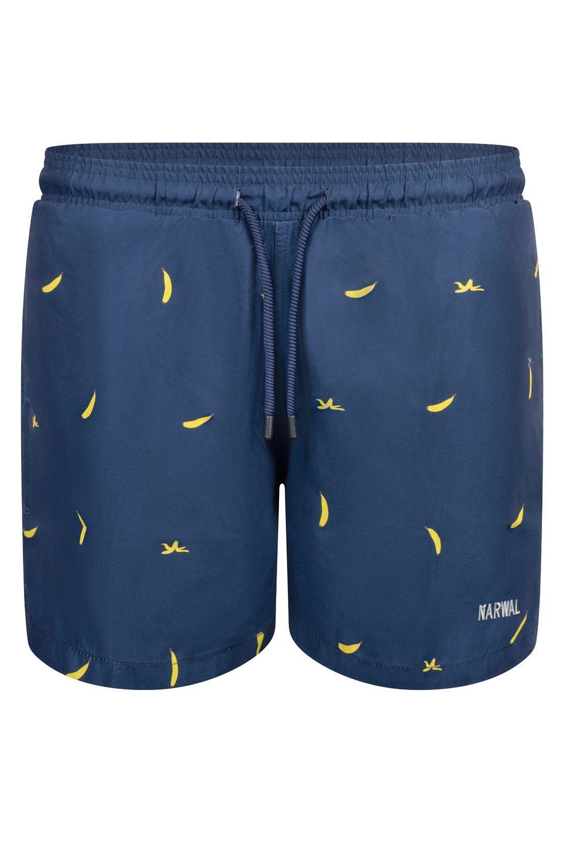 Narwal Herren vegan Badeshorts Banana Print Blau