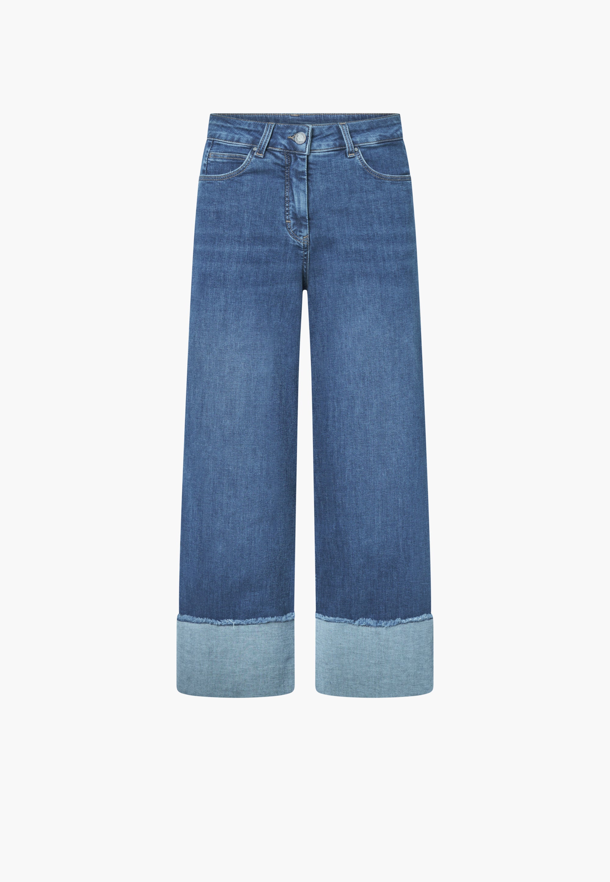 LAURIE womens vegan Jeans Carol Turn Up Loose Crop Washed Blue