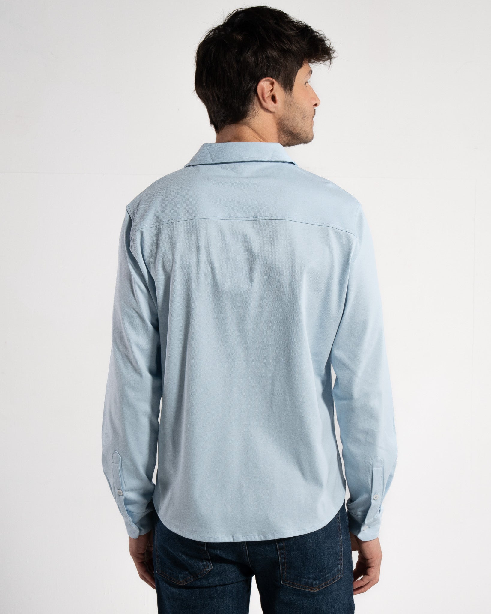 GORG men vegan Shirt Long Sleeve Piqué Sky Blue