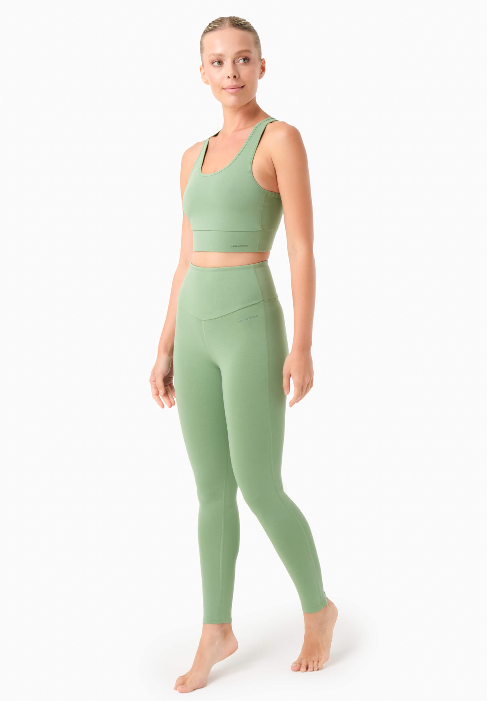 ORGANICATION womens vegan Leggings High Waist Luccy Mineral Green