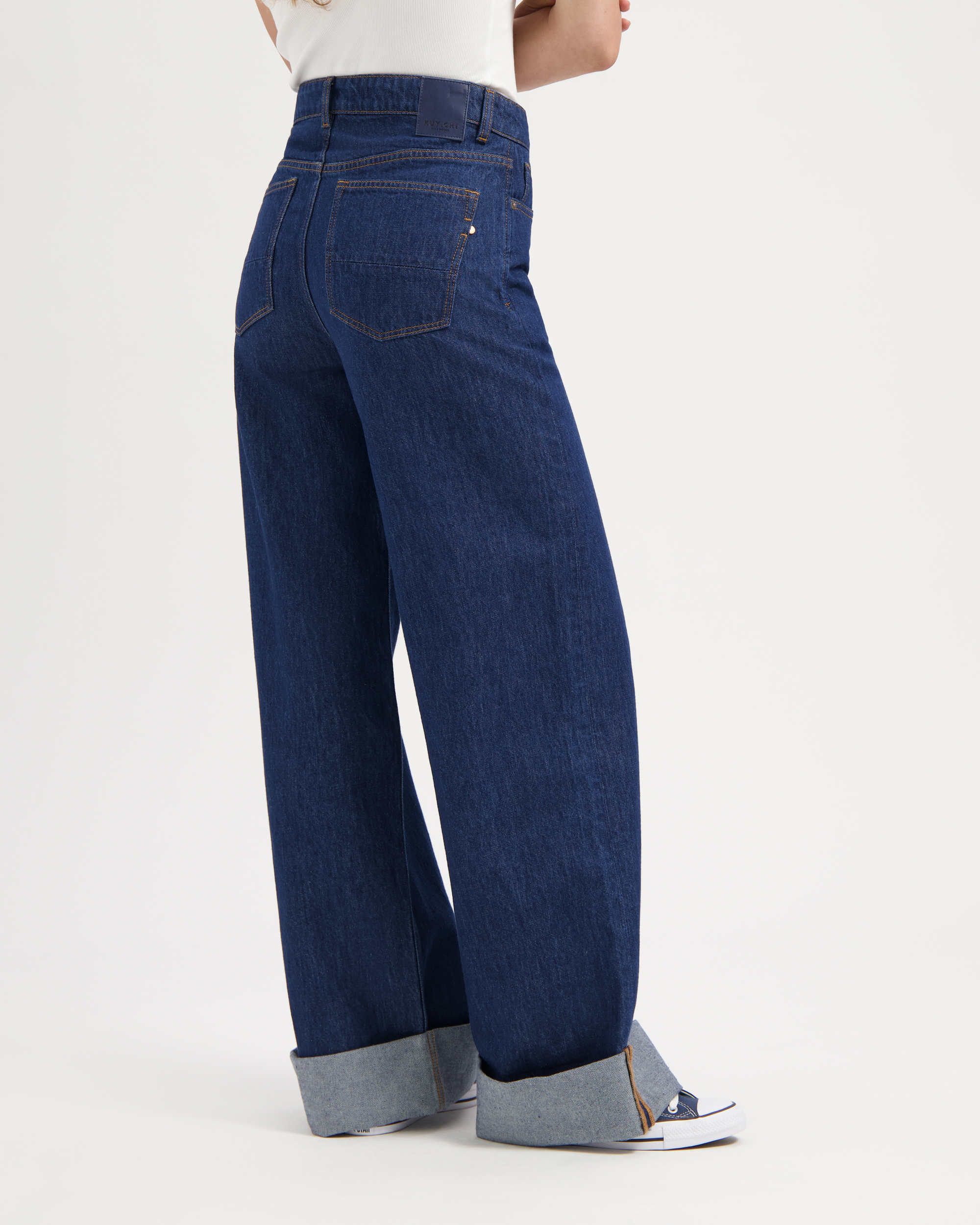 Kuyichi womens vegan Jeans Super Wide Francis Rinse Blue