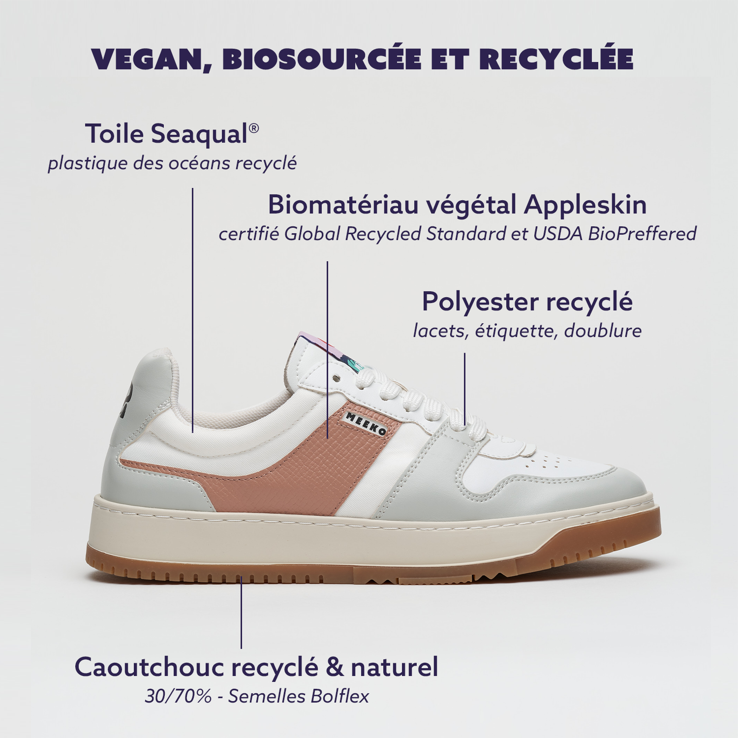MEEKO men vegan Sneakers Kiboko Pink