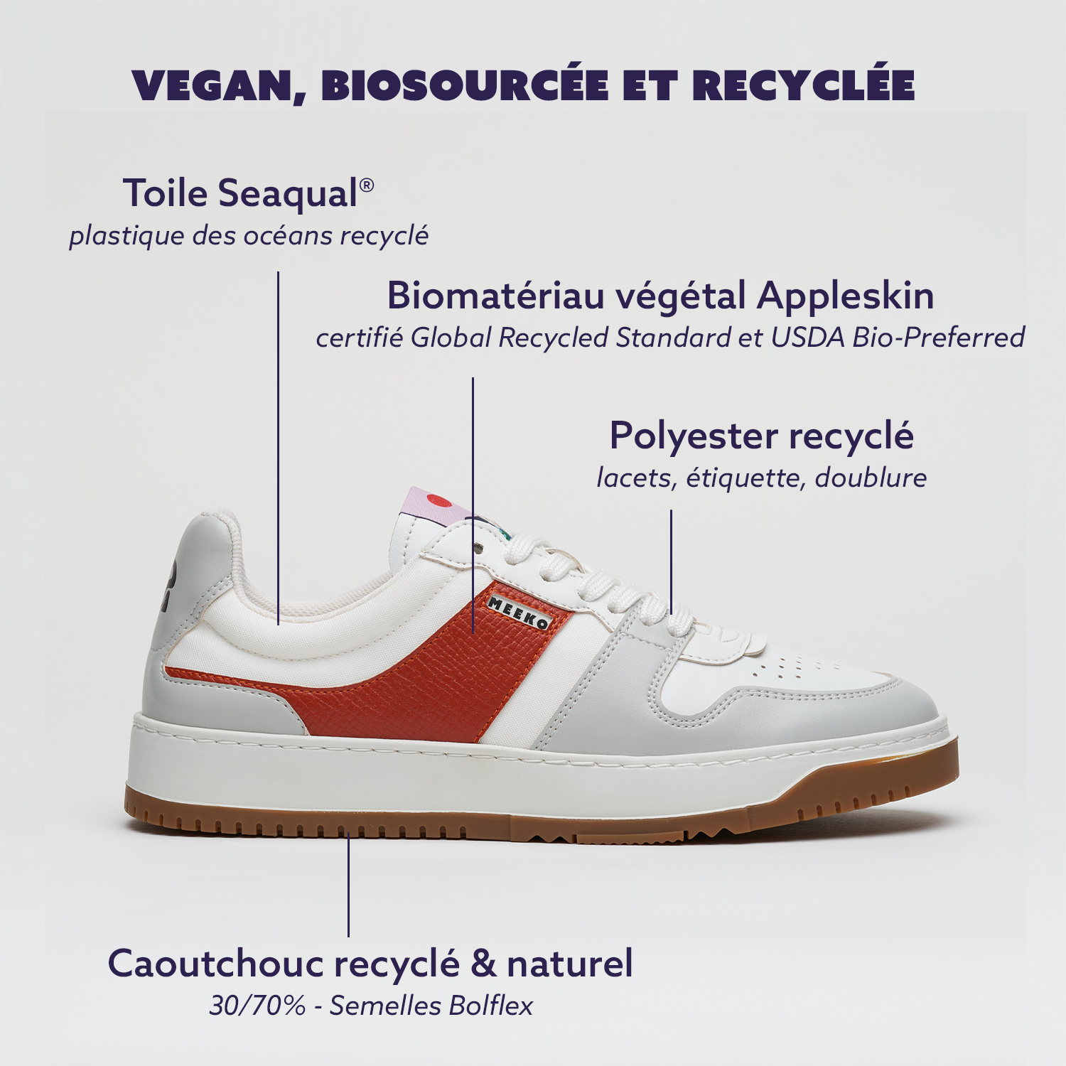 MEEKO men vegan Sneakers Kiboko Clay Red