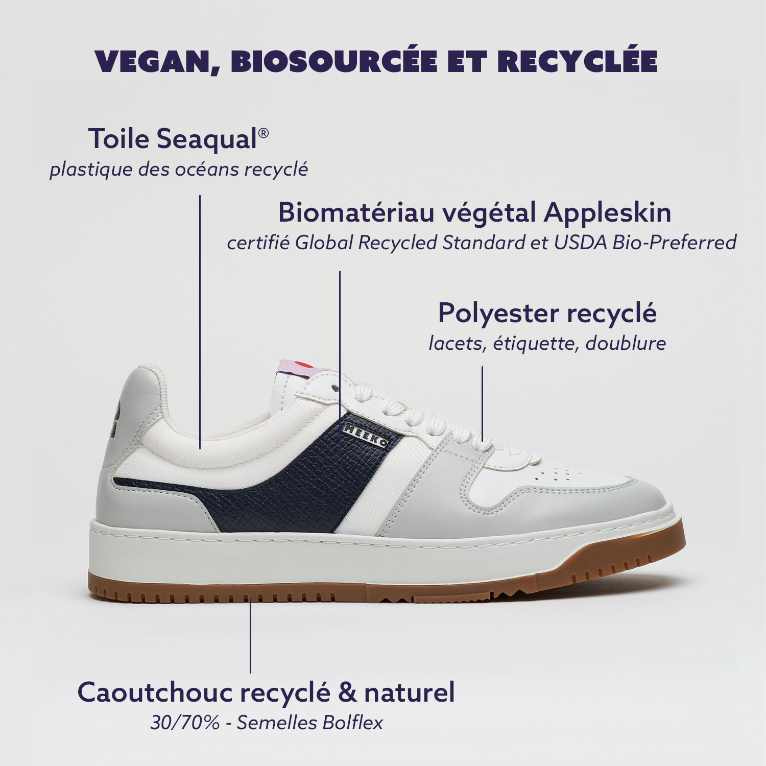 MEEKO men vegan Sneakers Kiboko Dark Blue