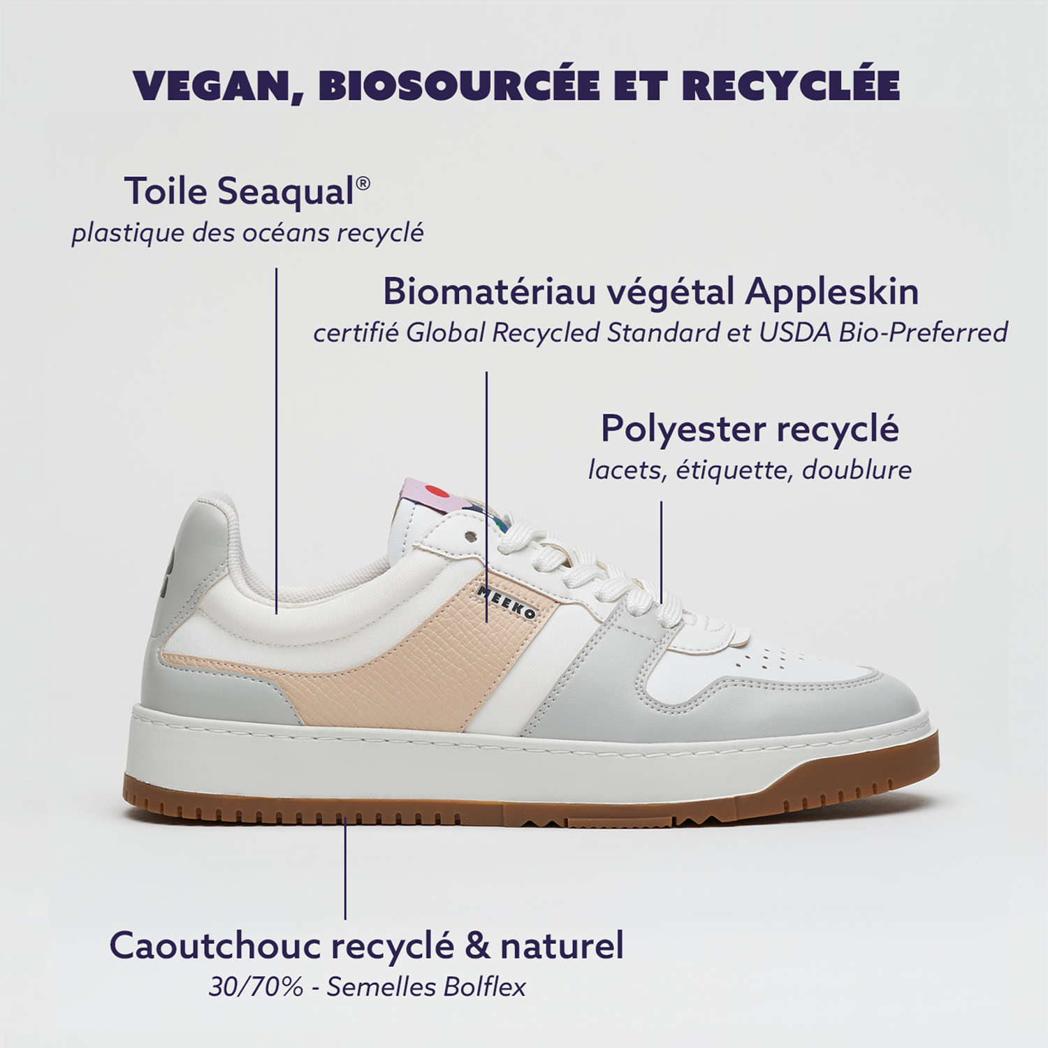 MEEKO men vegan Sneakers Kiboko Beige