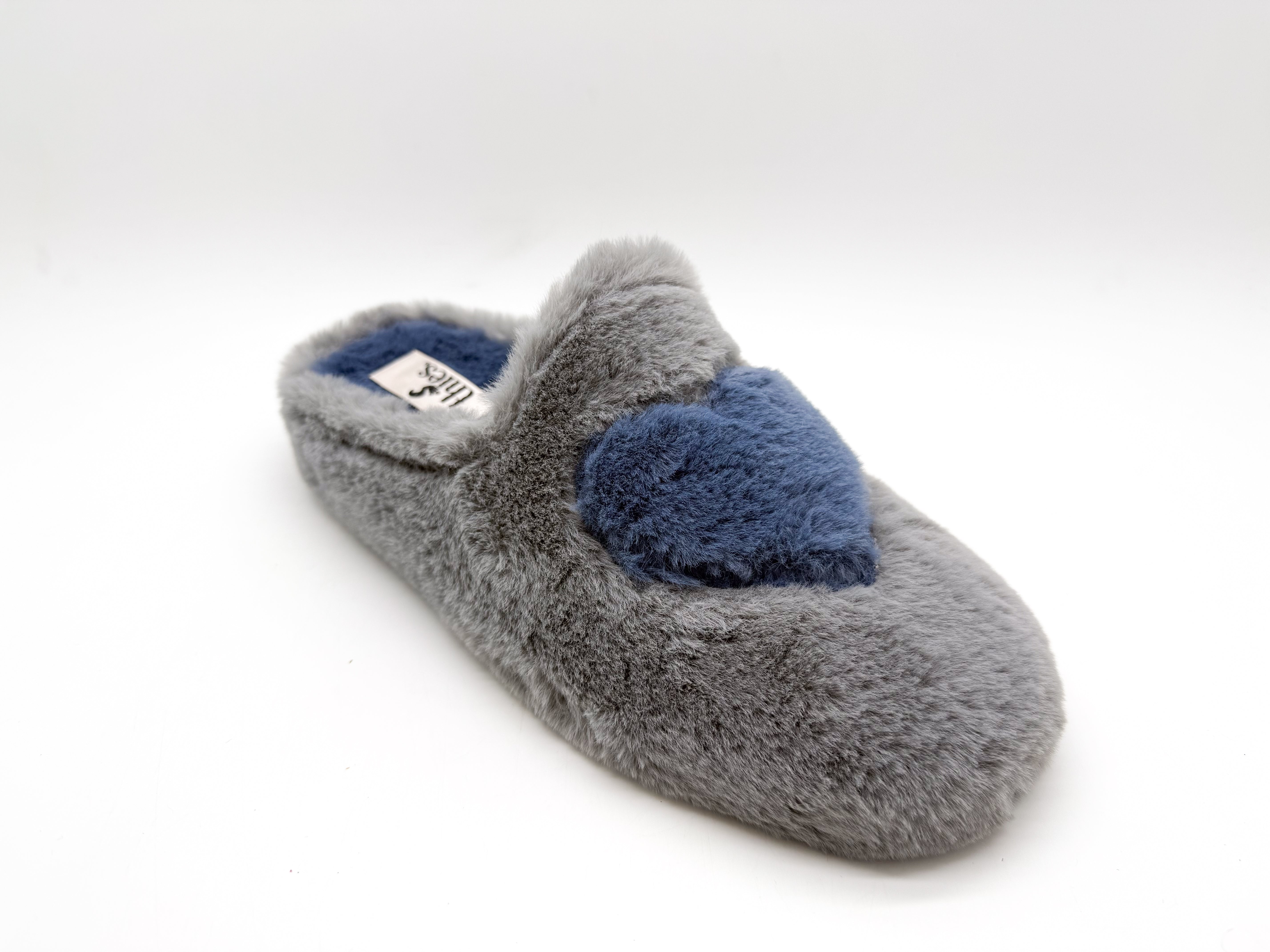 thies womens vegan Slippers Rec Heart Gray