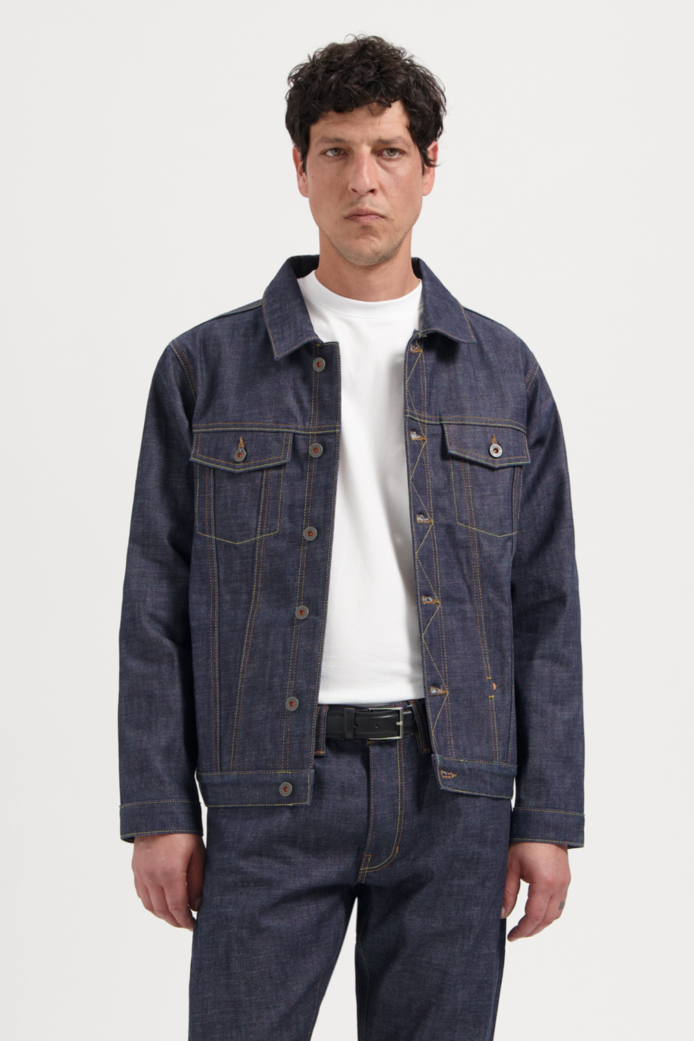 Kuyichi Herren vegan Jeansjacke Bourne Dry Selvedge Blau