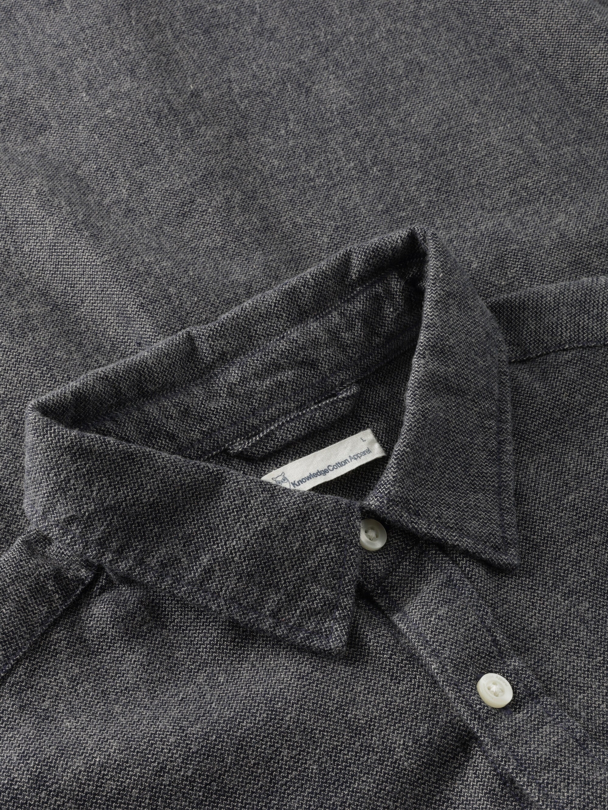 KnowledgeCotton Apparel men vegan Shirt Flannel Night Sky Navy/Grey