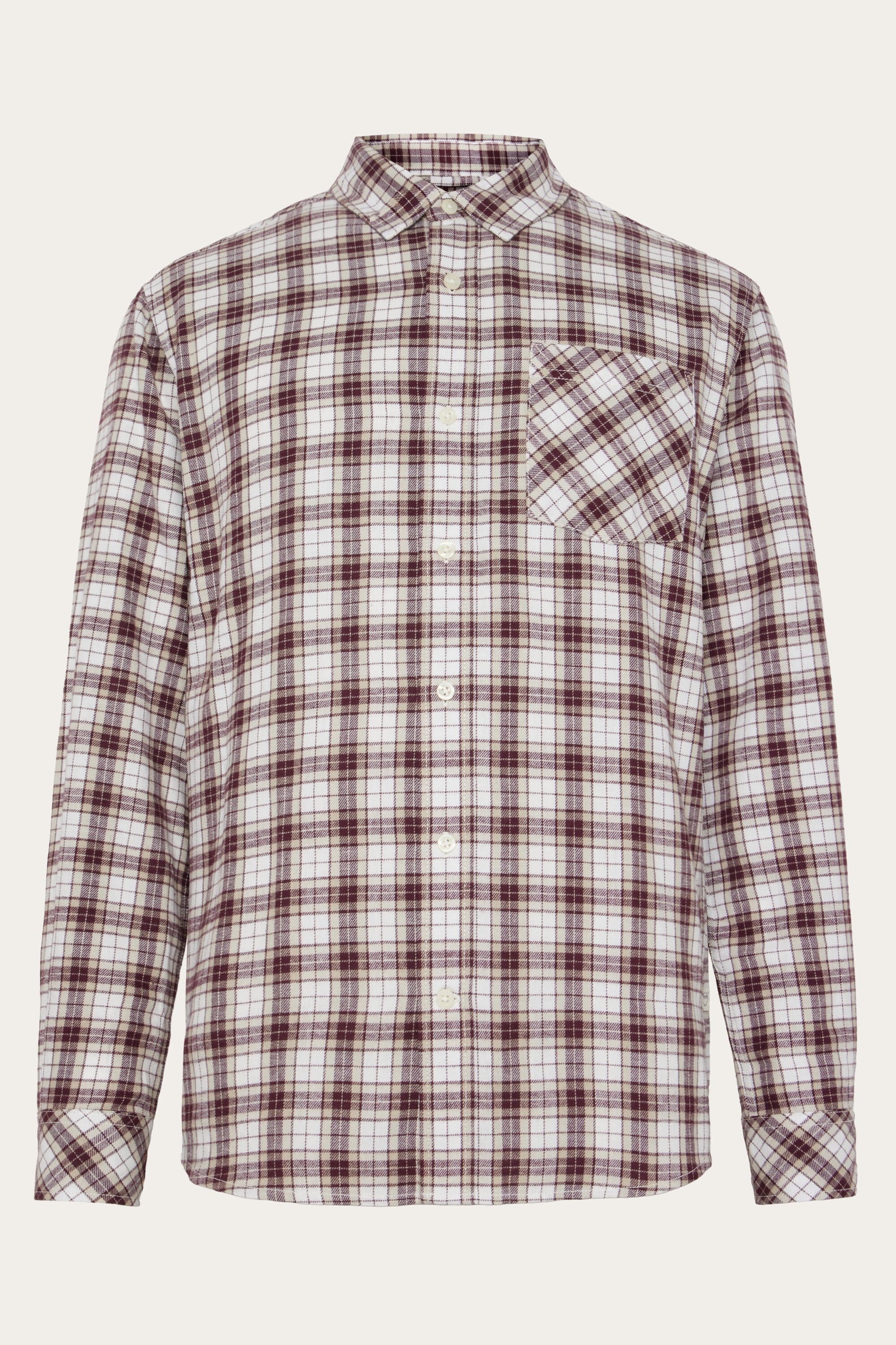 KnowledgeCotton Apparel Herren vegan Hemd Flanell Kariert Rot