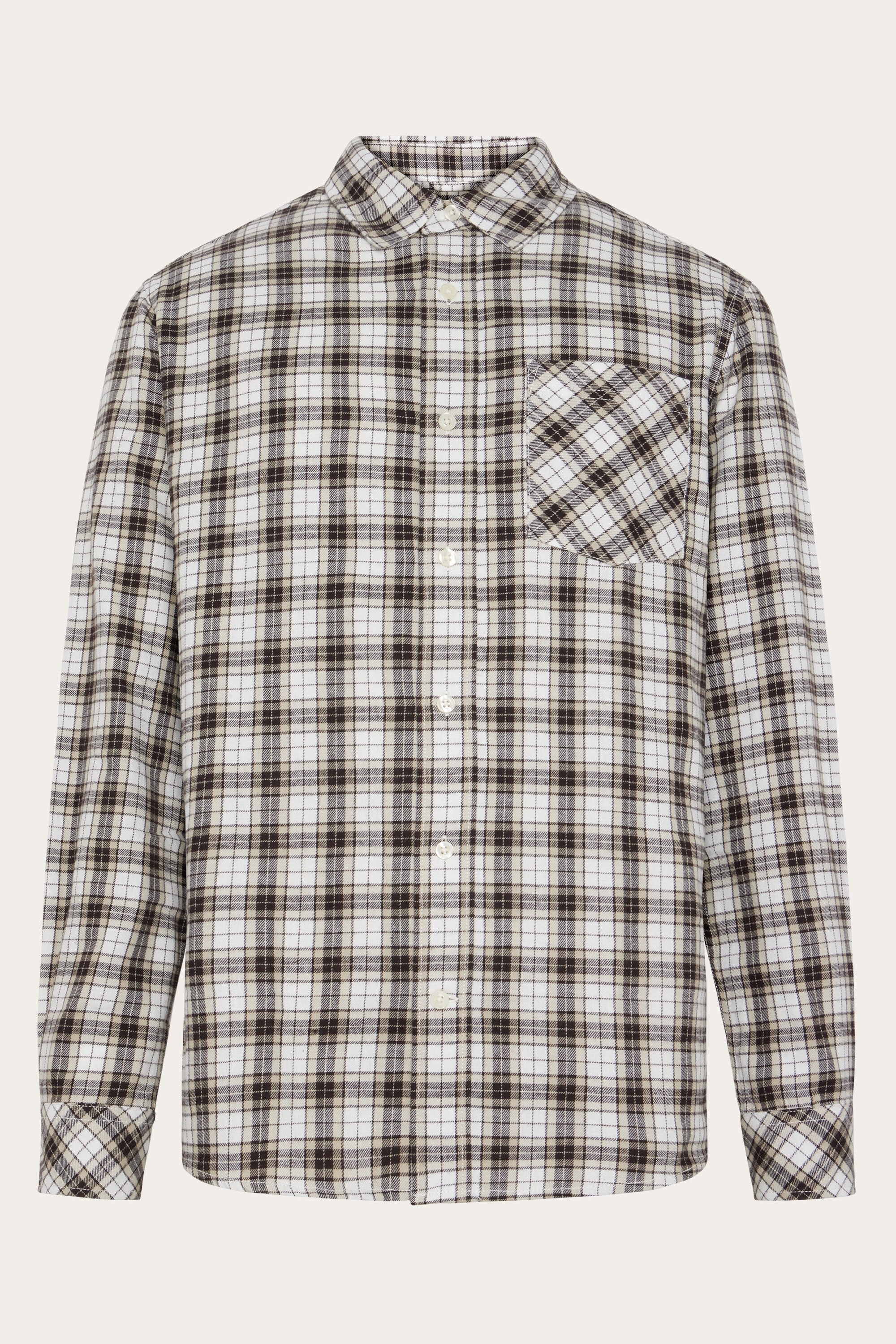 KnowledgeCotton Apparel Herren vegan Hemd Flanell Kariert Braun