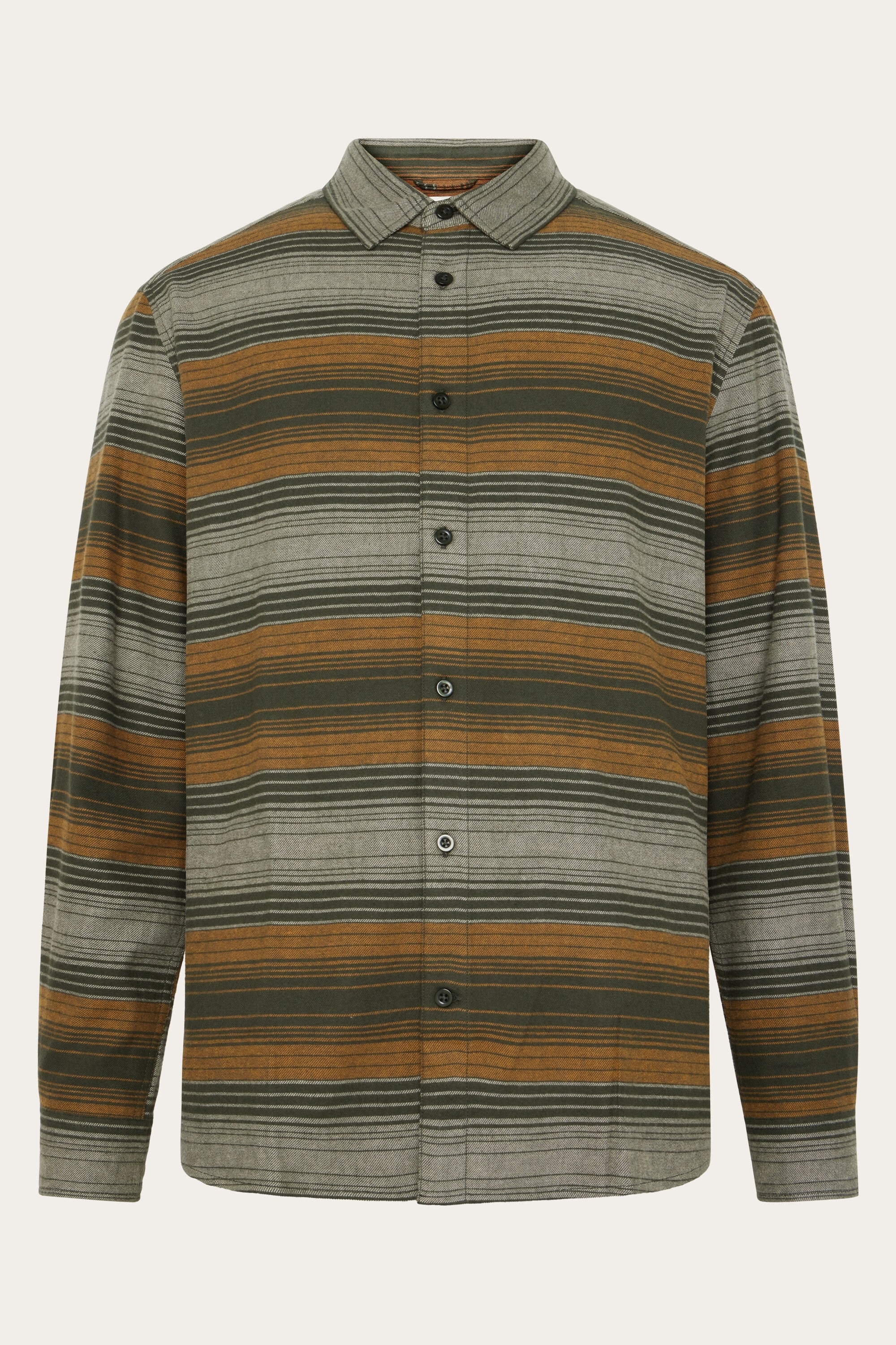 KnowledgeCotton Apparel Herren vegan Hemd Flanell Kariert GrÃ¼n Gestreift