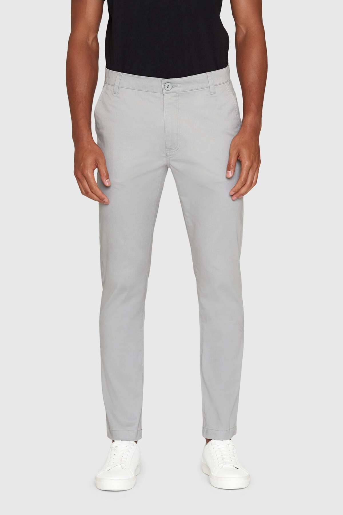 KnowledgeCotton Apparel Herren vegan Chino Hose Luca Slim Twill Alloy Grau